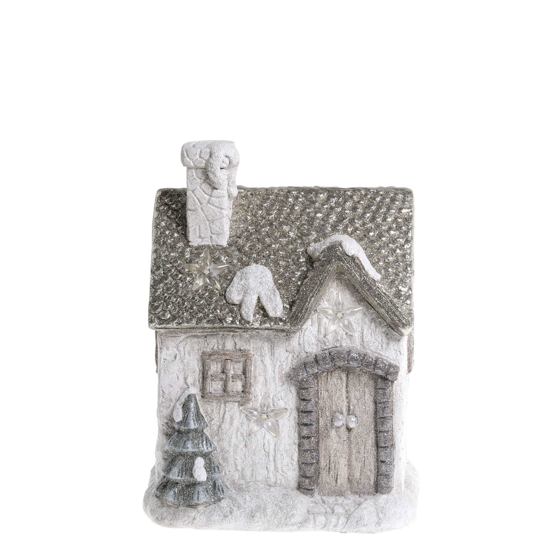 LED-Deko Haus mit Stern, champagner, 39 cm