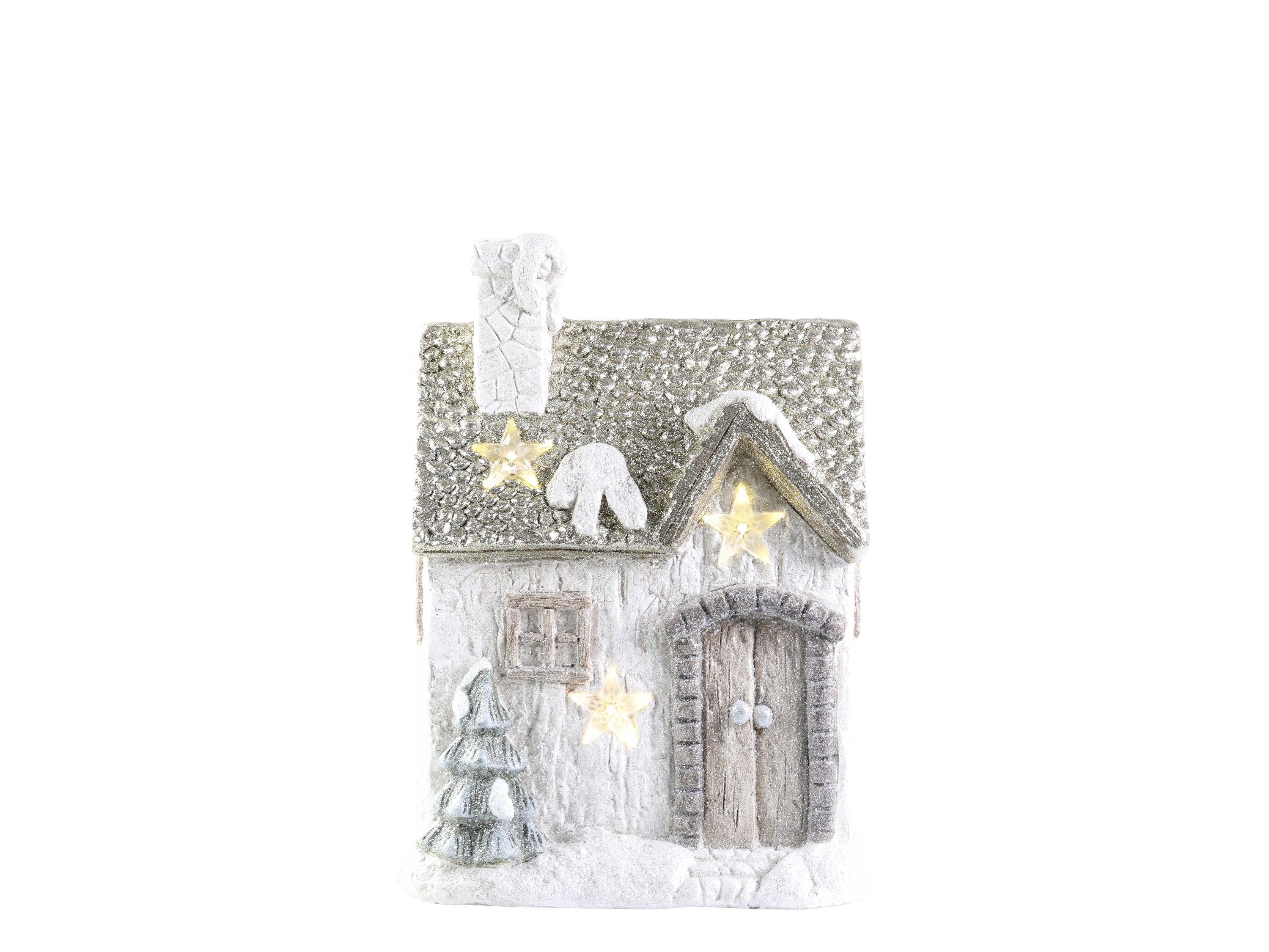 LED-Deko Haus mit Stern, champagner, 39 cm