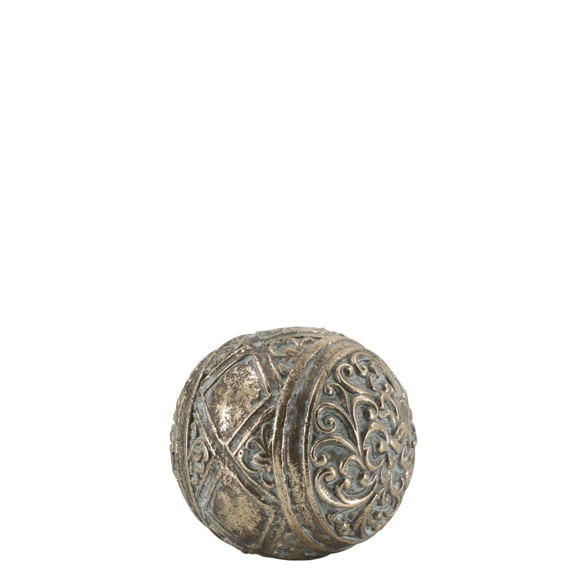 Dekokugel aus Polyresin in Antikgrün, 10 cm Durchmesser
