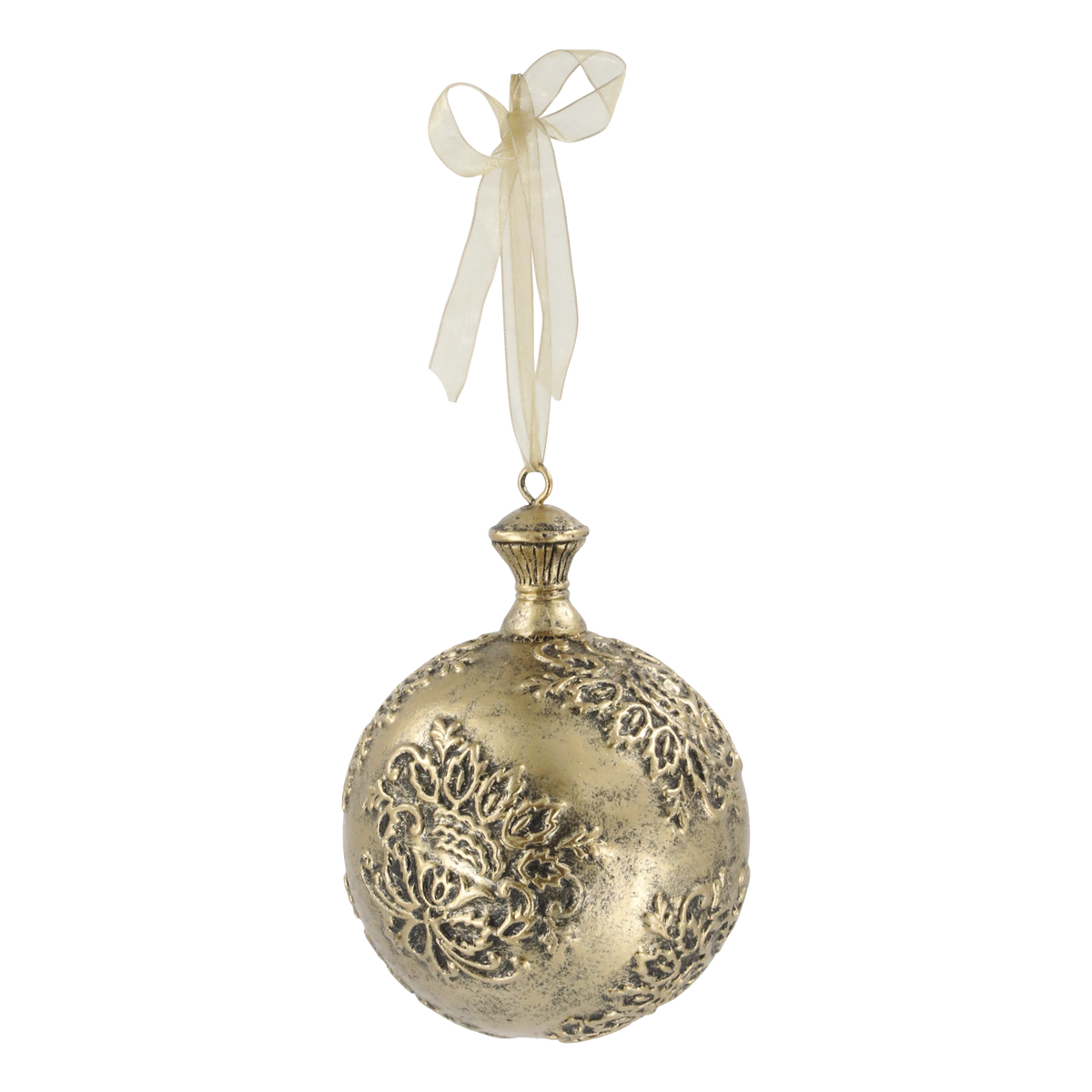 Kugel zum Aufhängen, 15,5 cm hoch, antique messing
