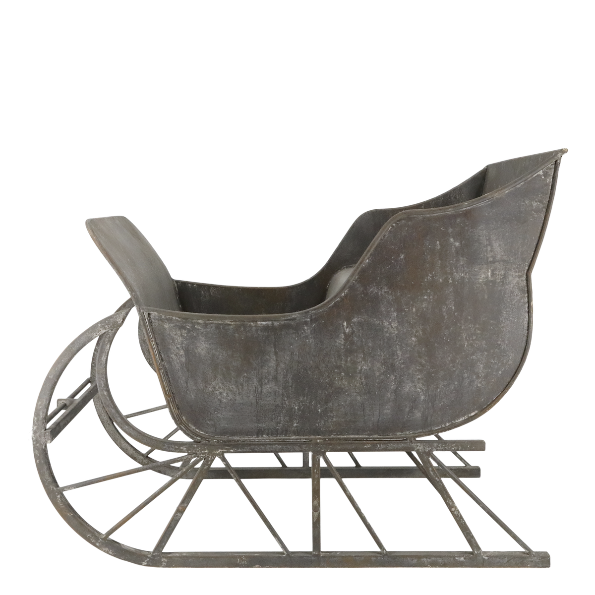 Vintage Schlitten aus Eisen, 84 cm lang, antique zink