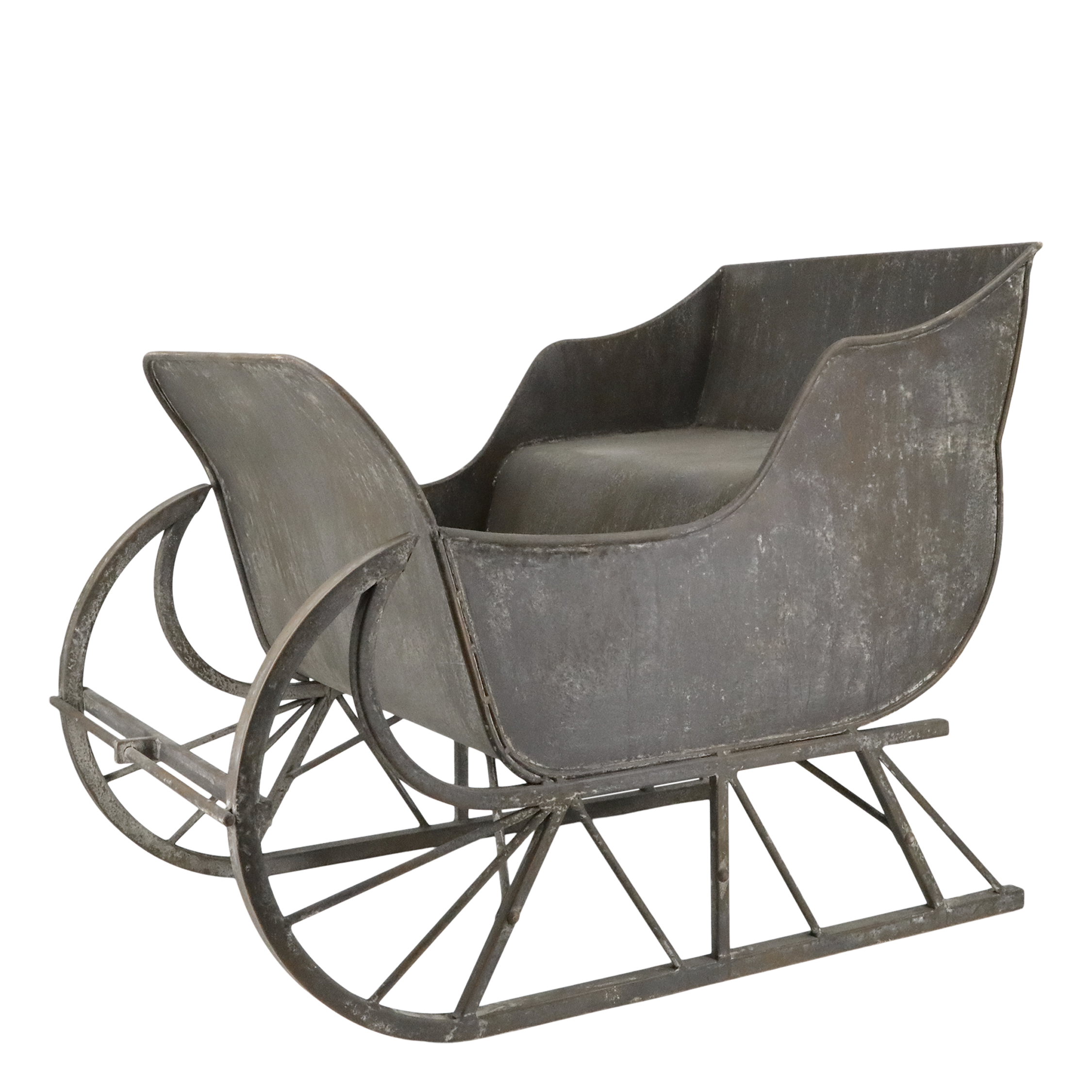 Vintage Schlitten aus Eisen, 84 cm lang, antique zink