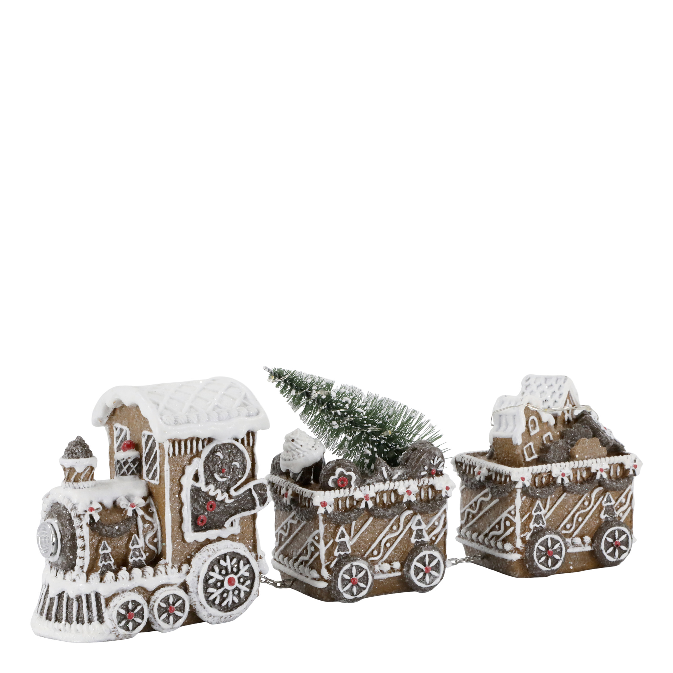 Noël Weihnachtszug mit LED, Polyresin, mokka