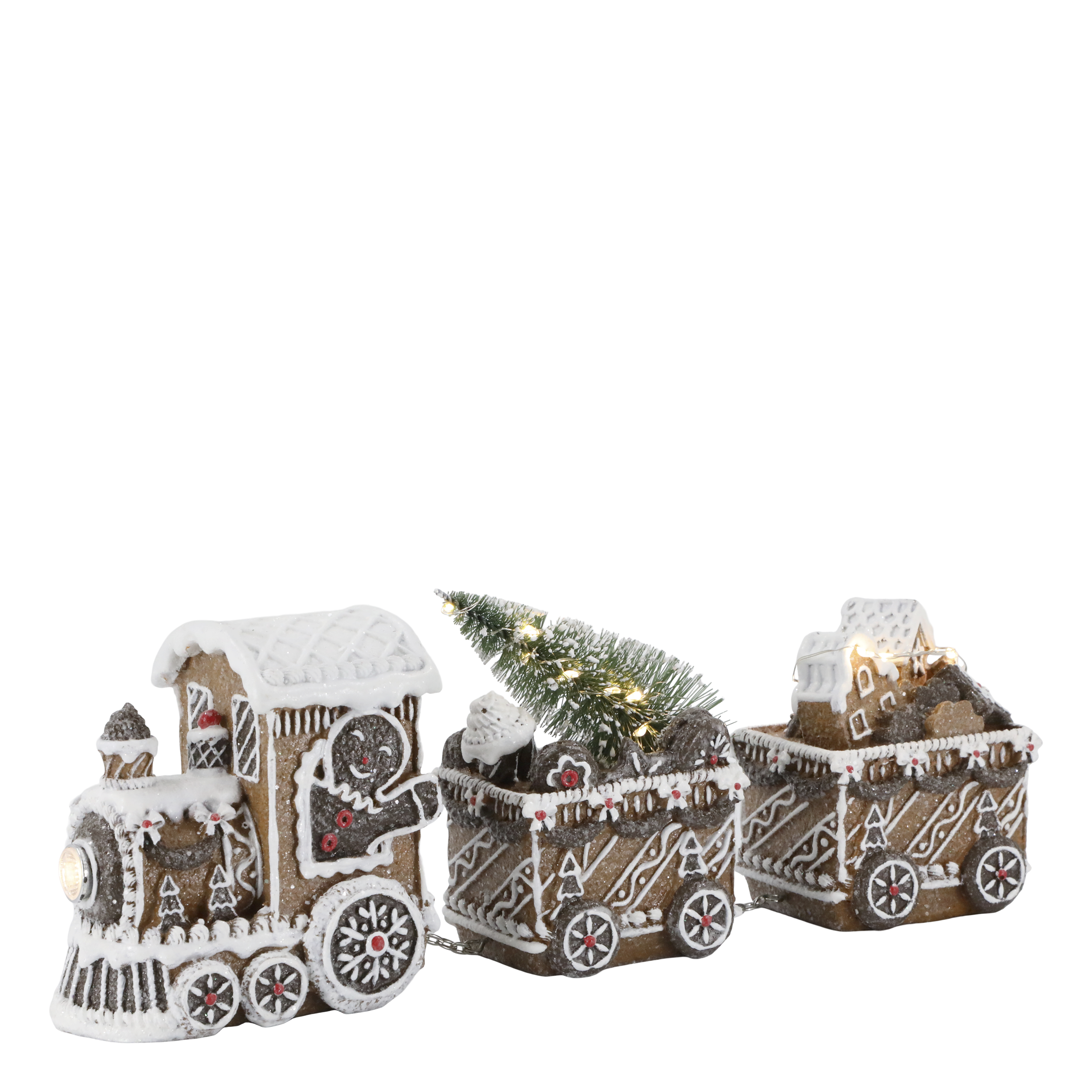 Noël Weihnachtszug mit LED, Polyresin, mokka