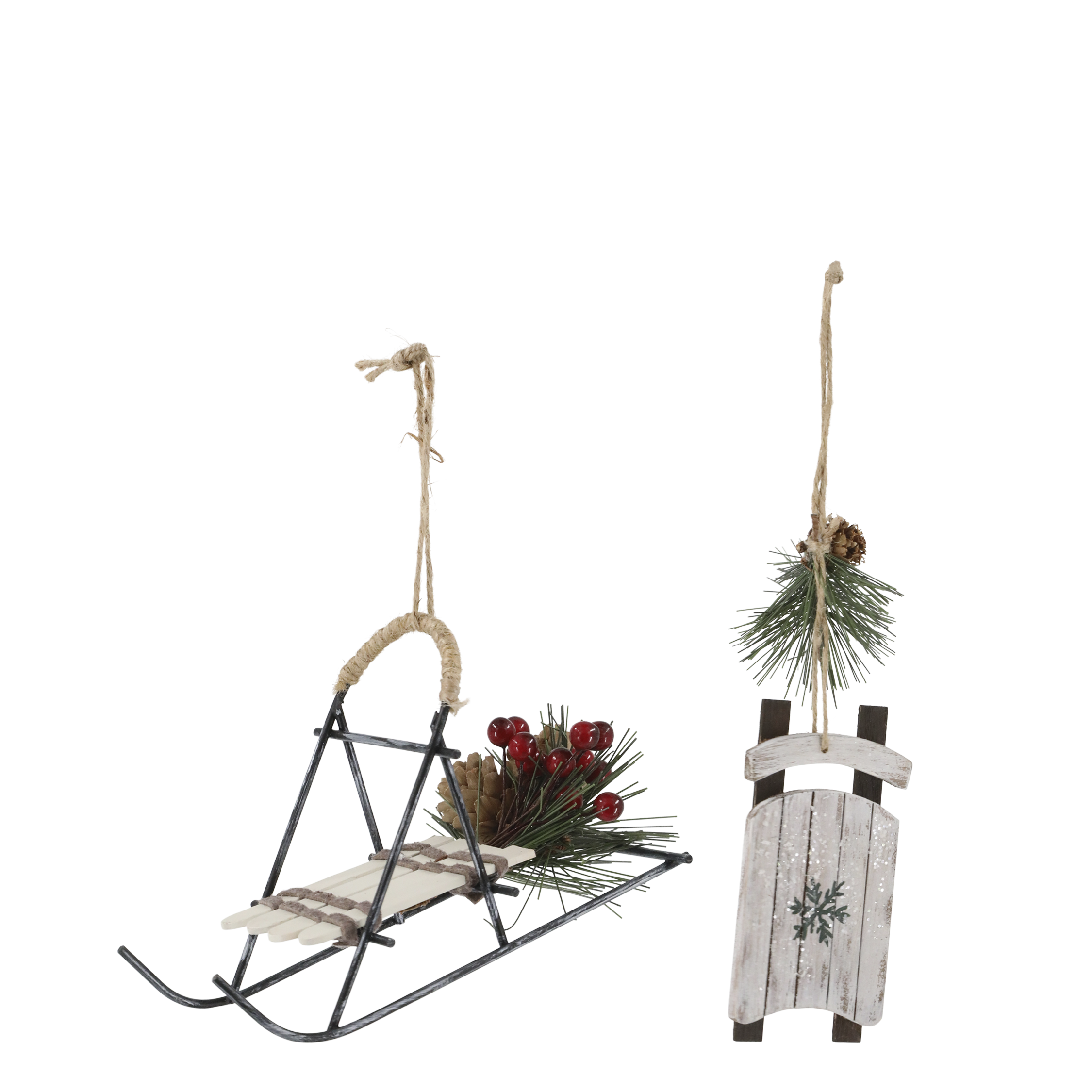 Vintage Rodel Set aus Holz und Eisen – 2er Set