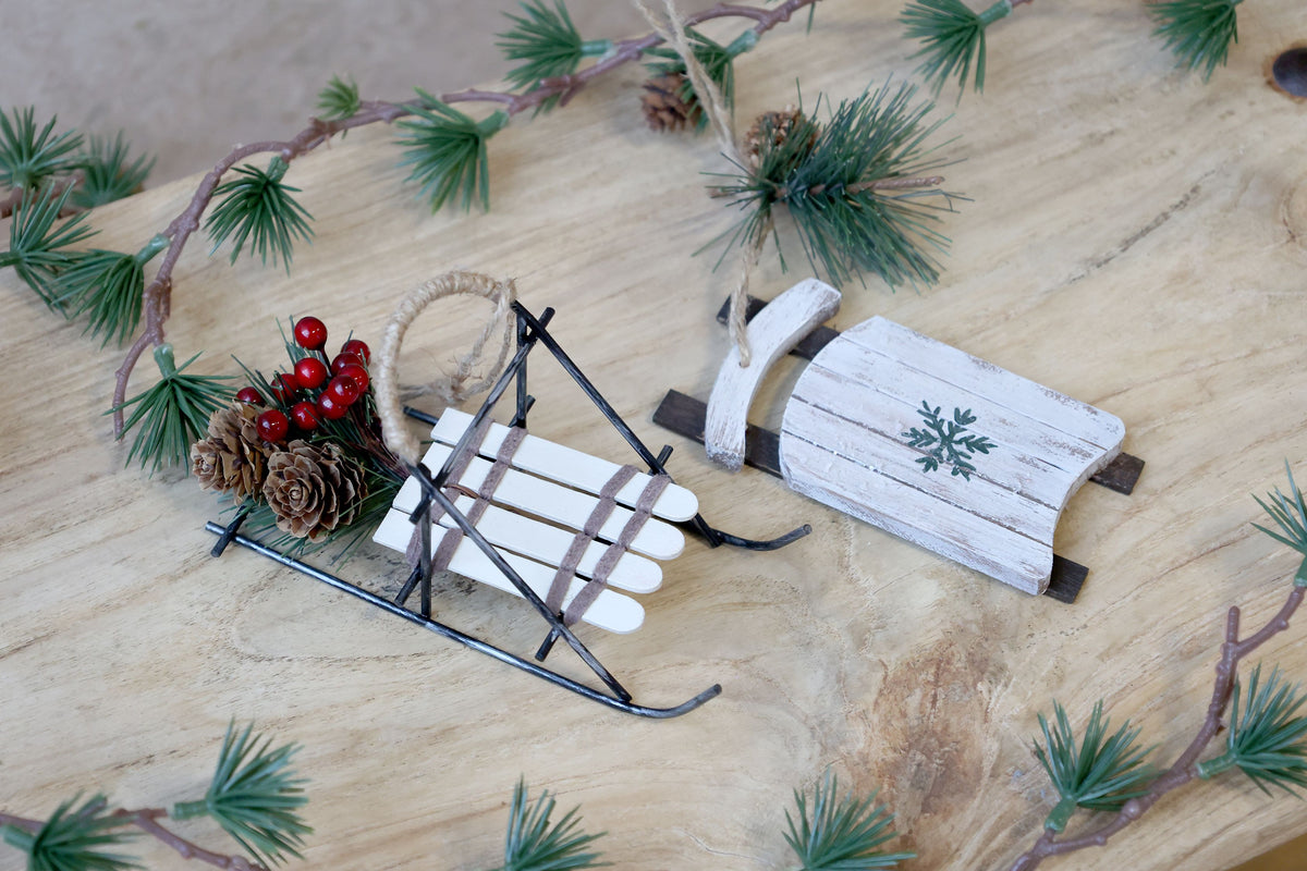 Vintage Rodel Set aus Holz und Eisen – 2er Set