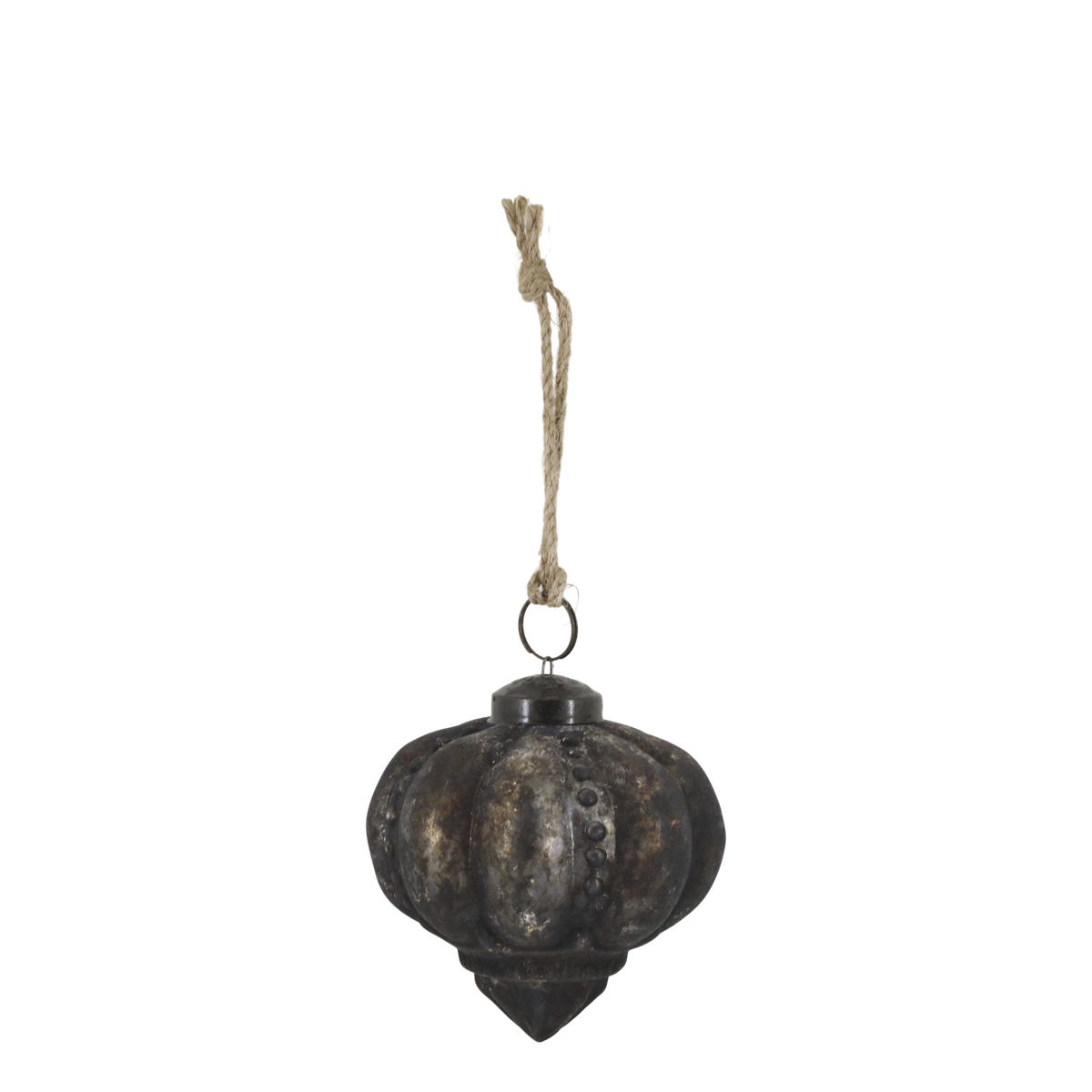 Weihnachtskugel aus Glas mit Juteschnur, antique mokka, 7 cm