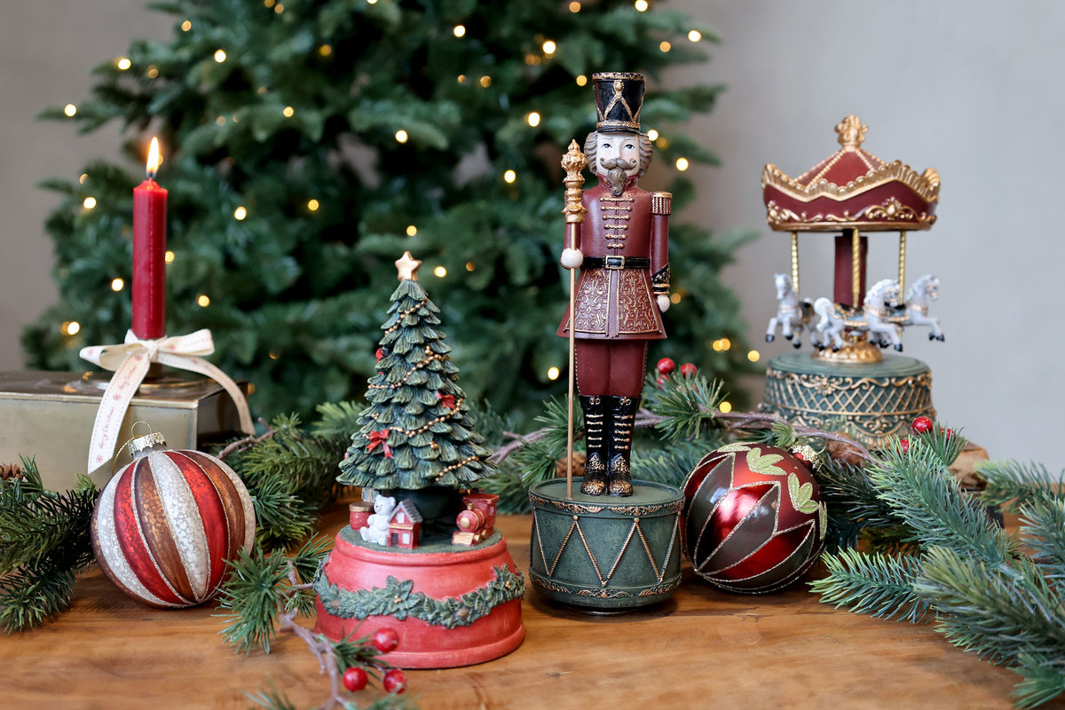 Weihnachtskugel mit Streifen, 8 cm, Glas, cherry