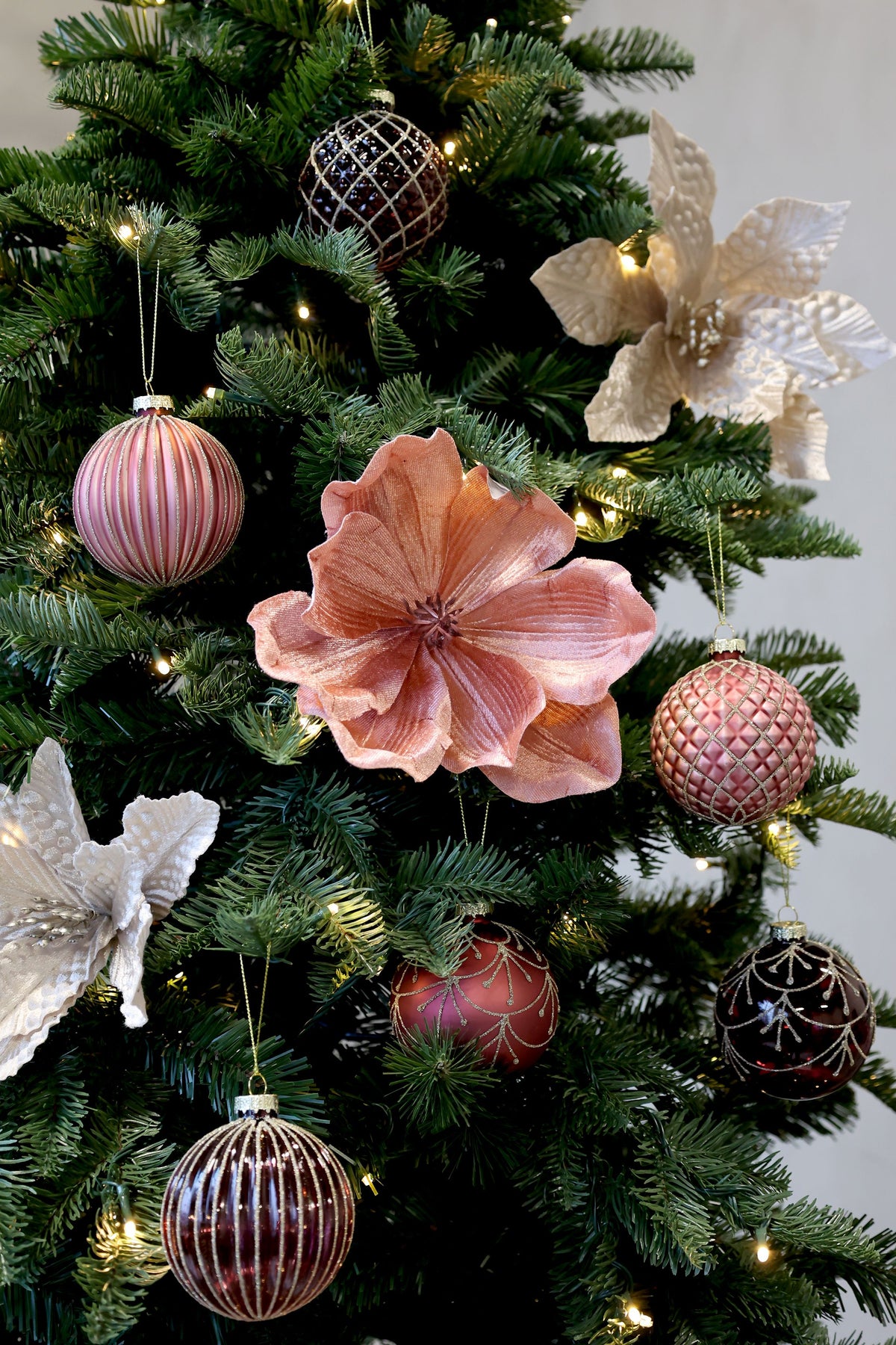 Weihnachtskugel Set aus Glas, 6er, Malve