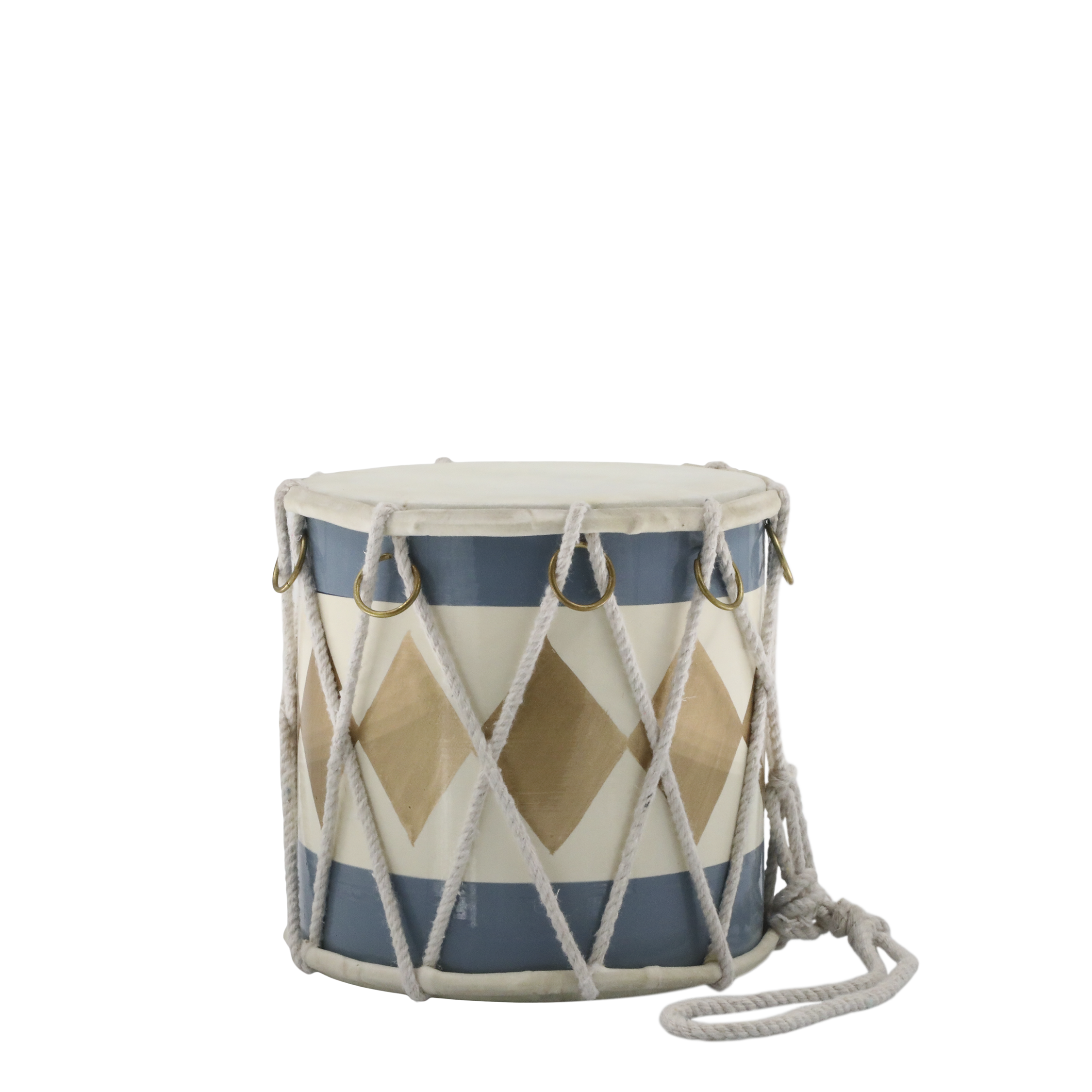 Vintage Trommel mit Leder – handgemacht, sky blue
