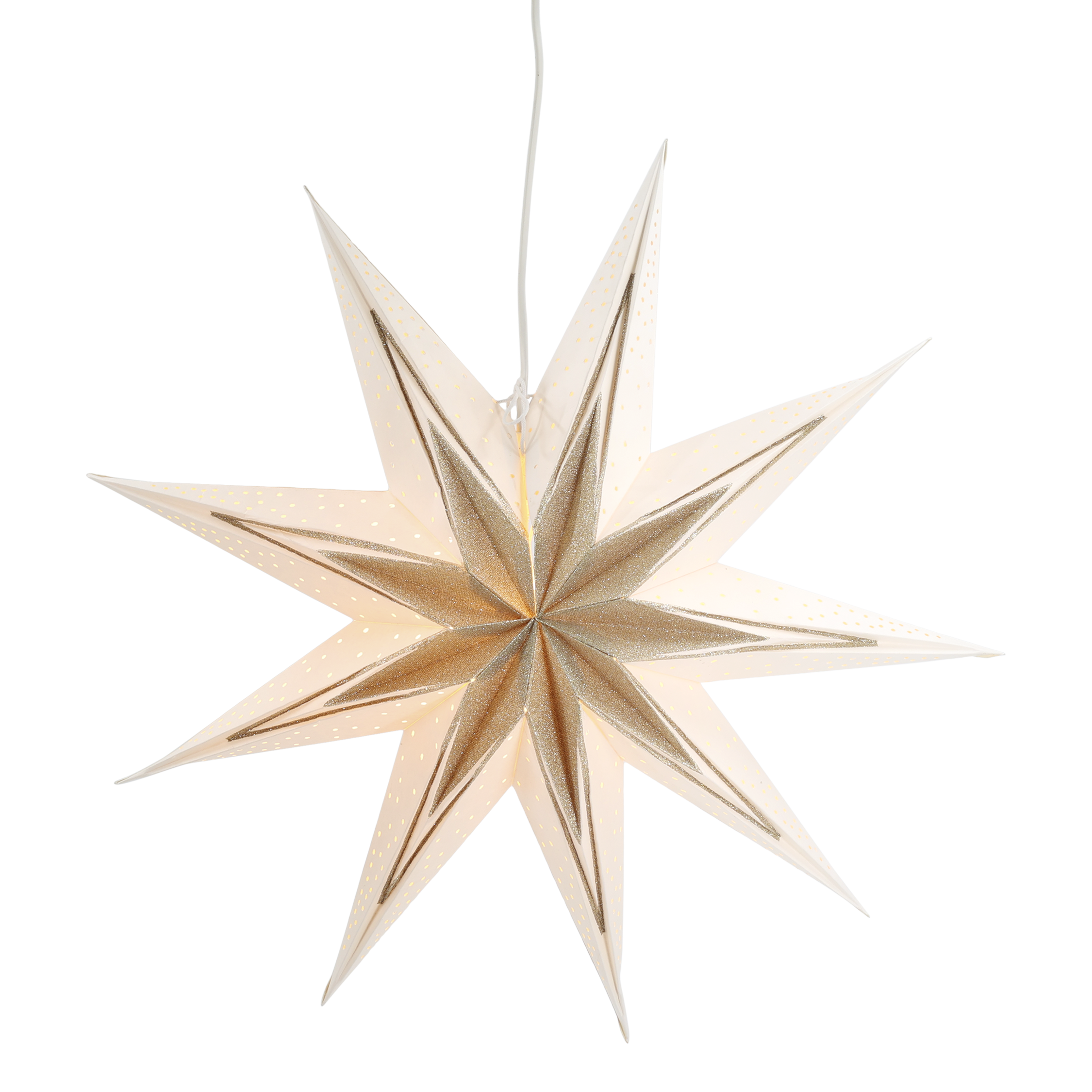 Papierstern Tischlampe mit Kabel, 60 cm, creme