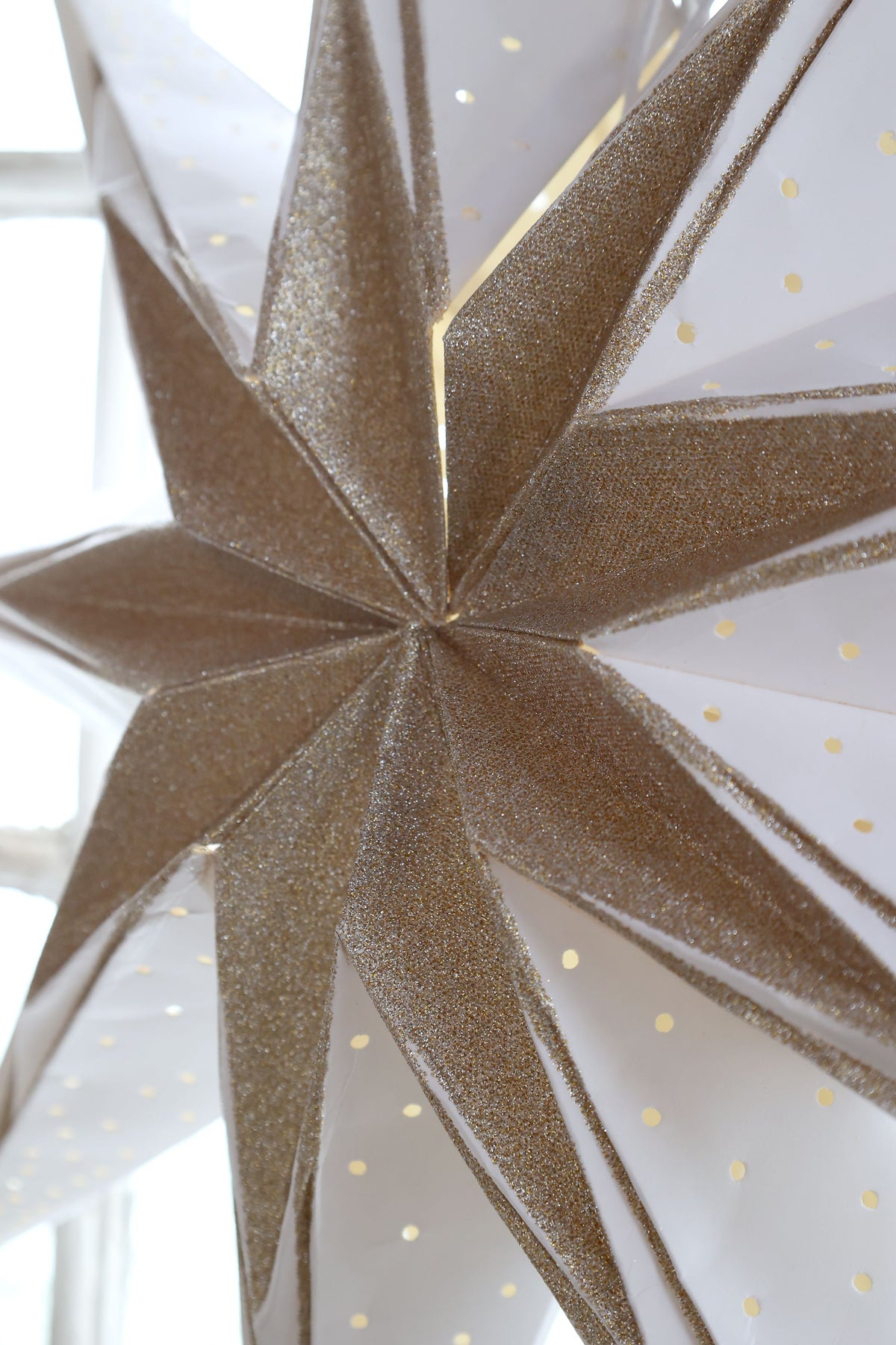 Papierstern Tischlampe mit Kabel, 60 cm, creme