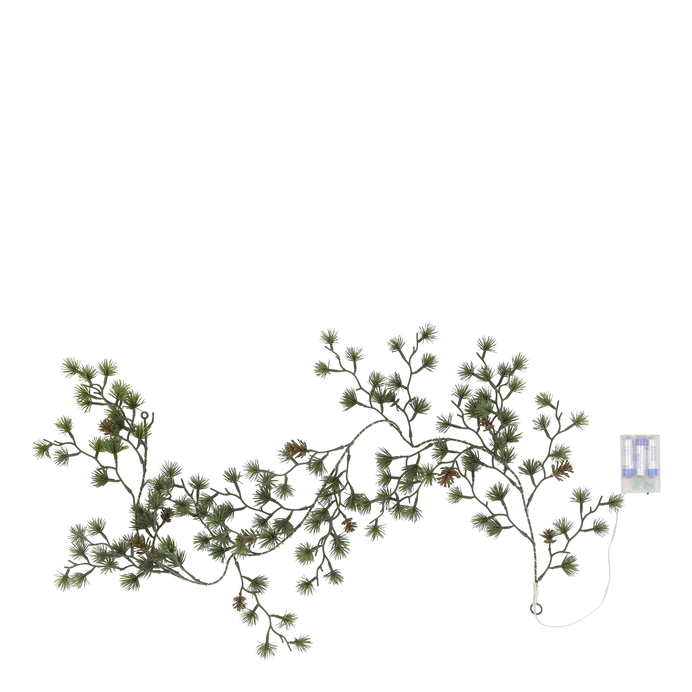LED Lichterkette mit Tanne und Zapfen, 150 cm, grün