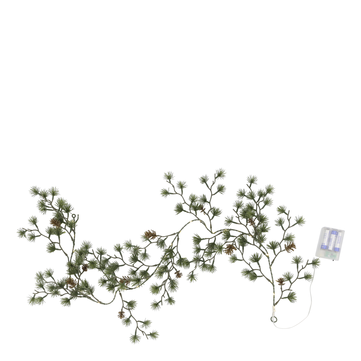 LED Lichterkette mit Tanne und Zapfen, 150 cm, grün