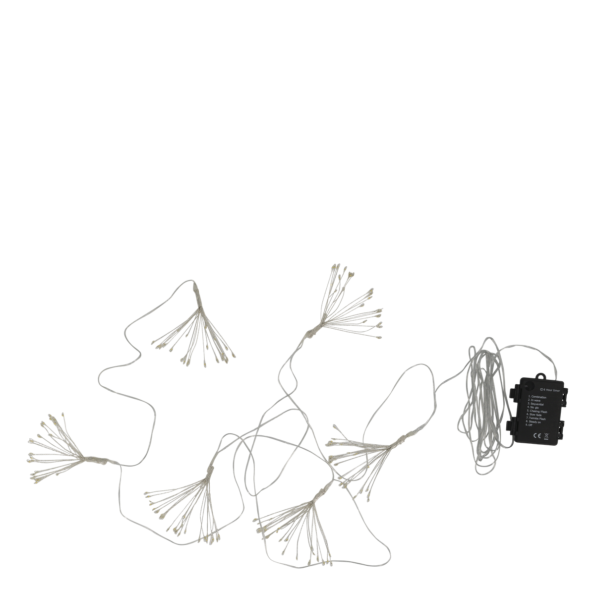 Lichterkette outdoor mit 6 Eiskristallen, 550 cm, silber