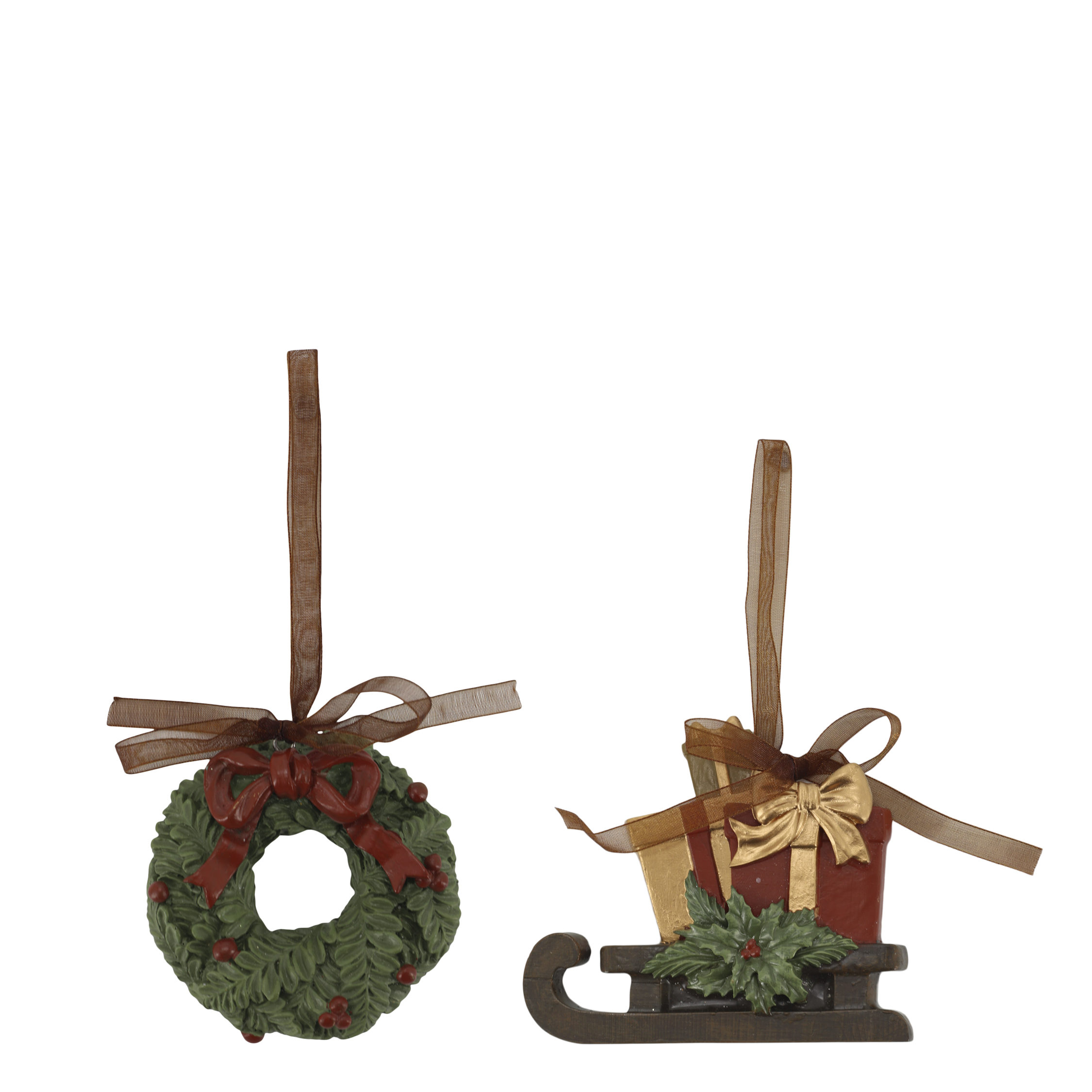 Noël Aufhängeset aus Polyresin, 2er-Set, Kirsche