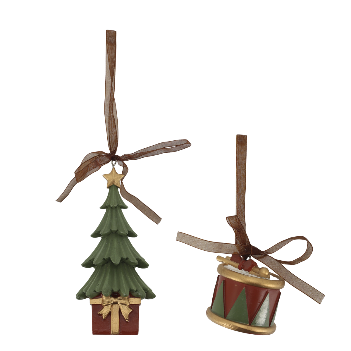 Noël Anhänger-Set aus Polyresin, 2er-Set, Kirschrot