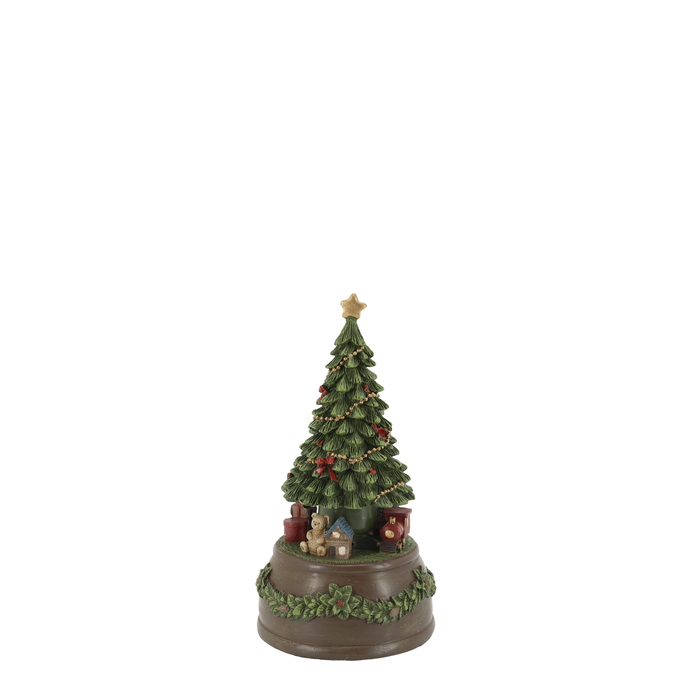 Noël Spieluhr mit Weihnachtsbaum, 19 cm hoch, mokka