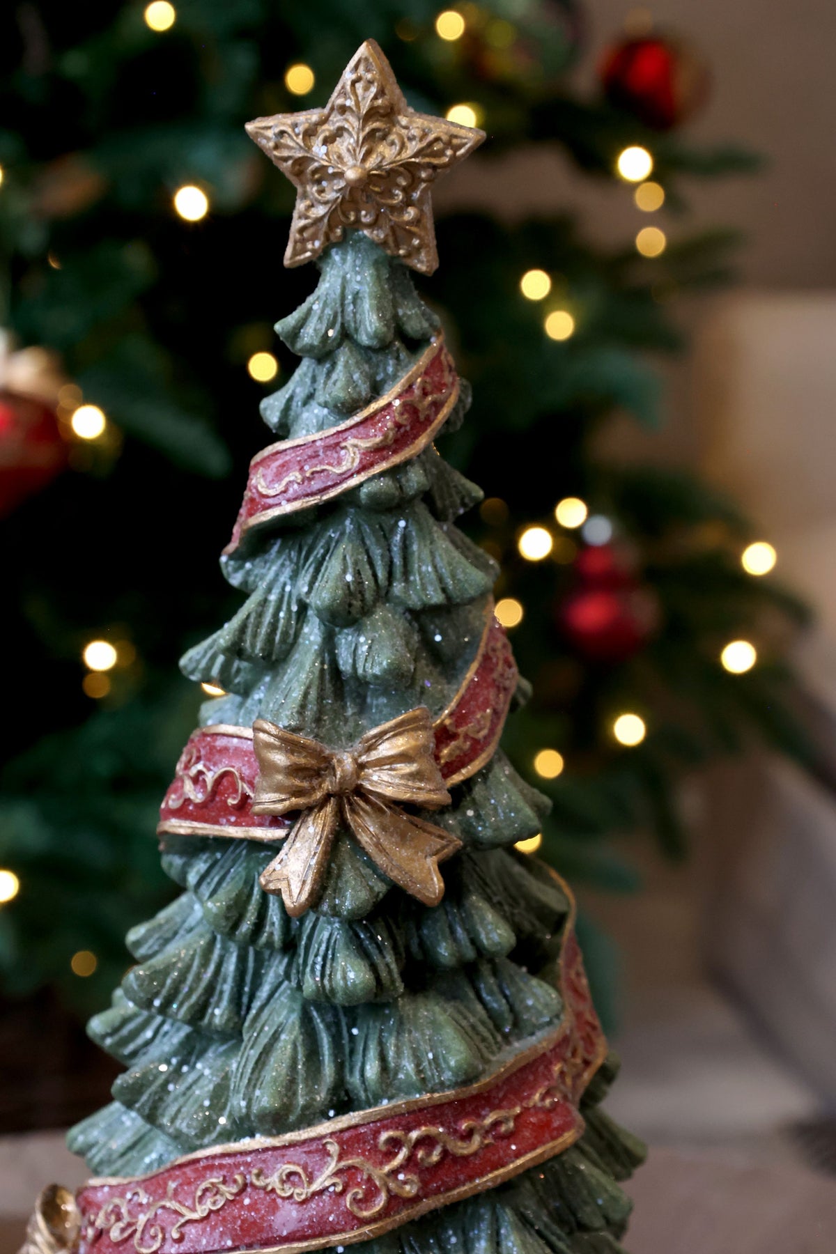 Weihnachtsbaum mit Band und Schleifen, grün, 40 cm
