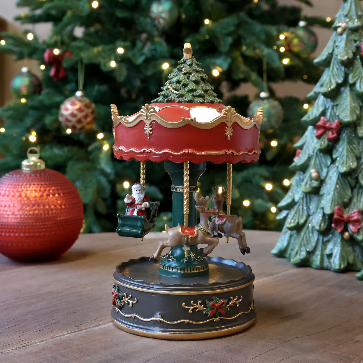 Noël Teelicht-Karussell Weihnachten – Spieluhr, 22 cm, Mokka