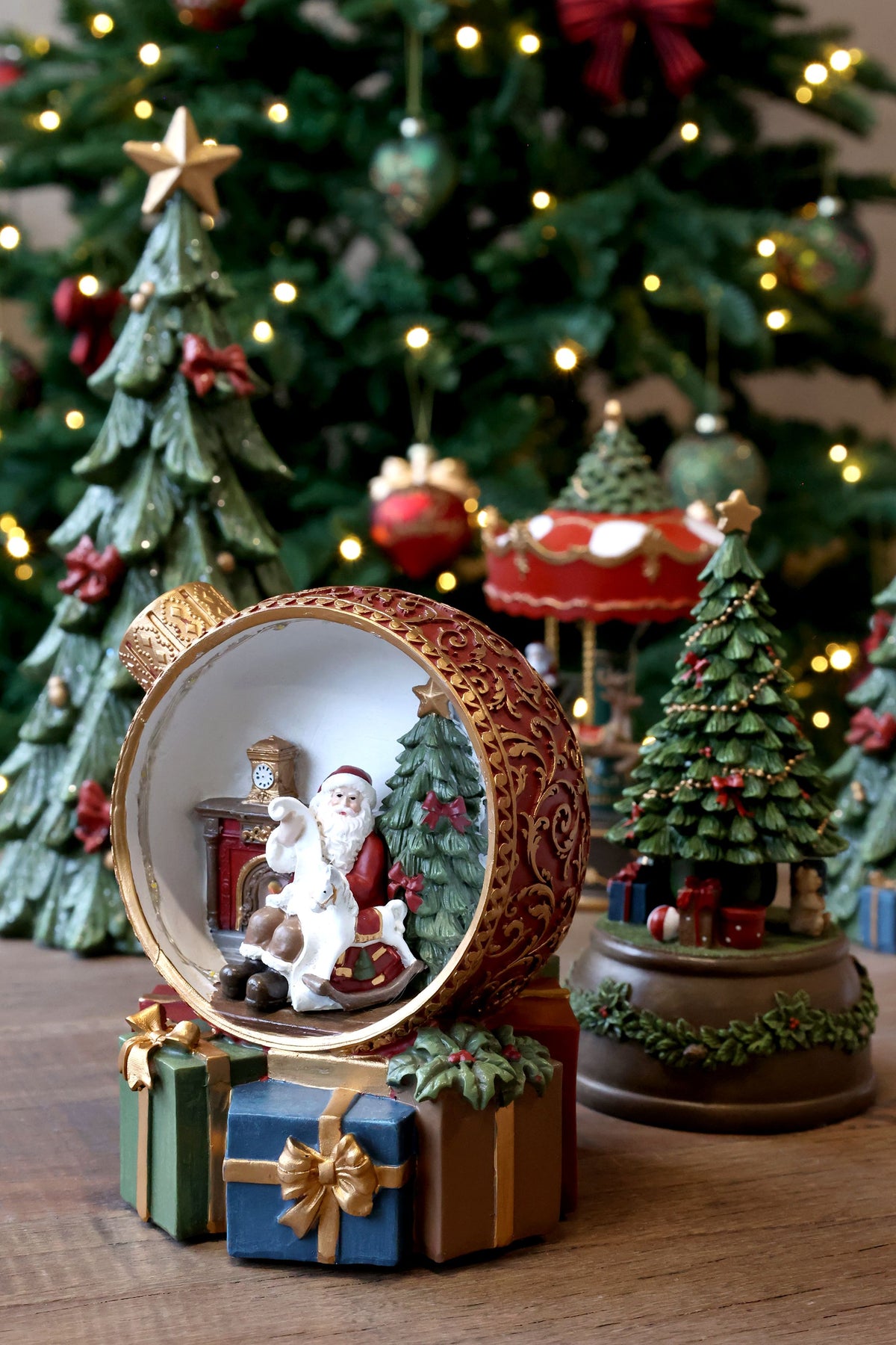 Weihnachtskugel Noël mit Beleuchtung, 16 cm hoch, cherry