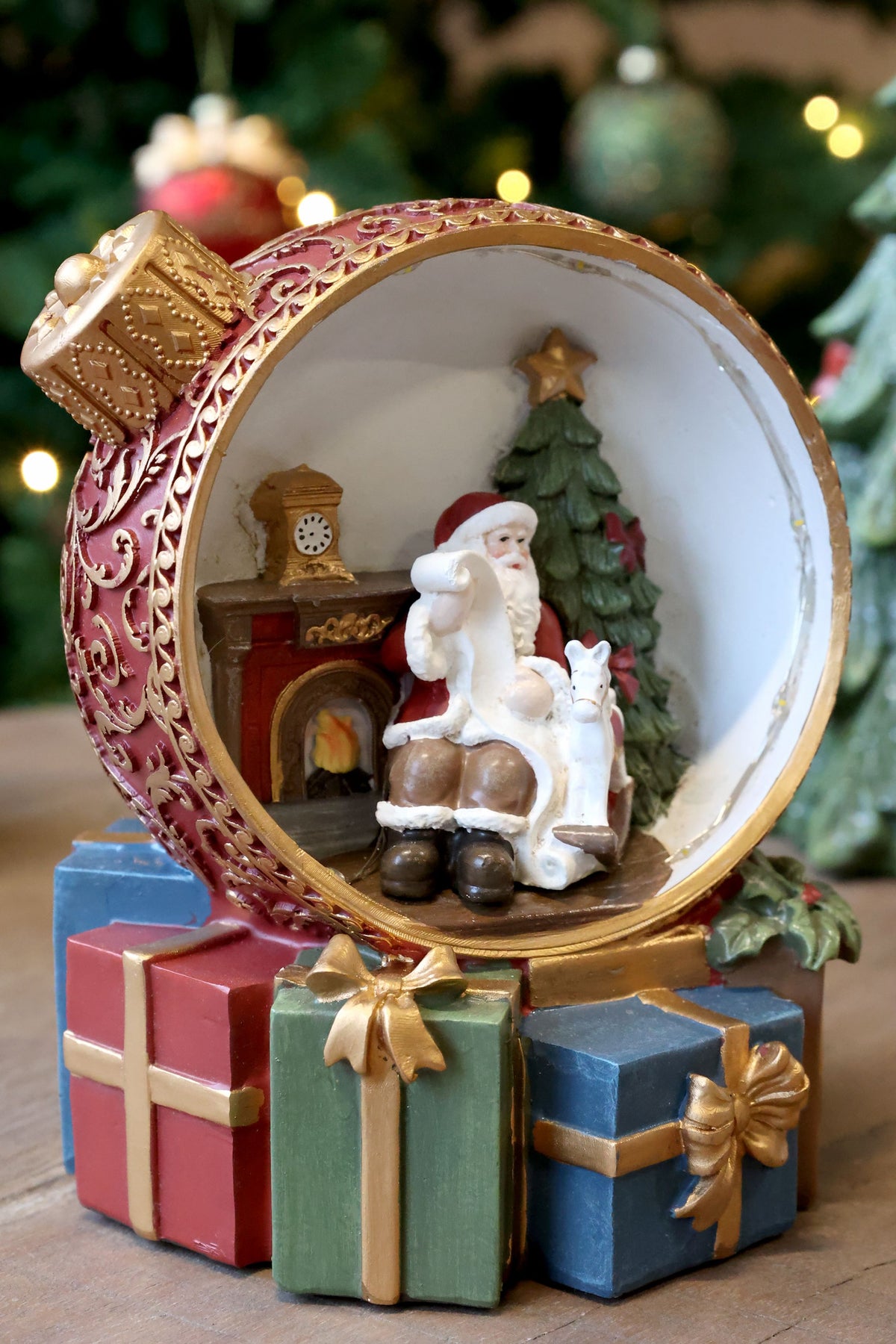 Weihnachtskugel Noël mit Beleuchtung, 16 cm hoch, cherry