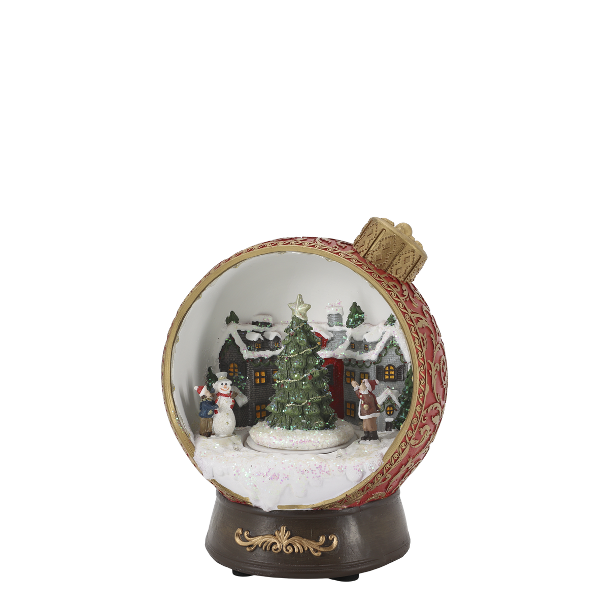 Noël Spieluhr mit LED und Dekor, 23 cm hoch, cherry