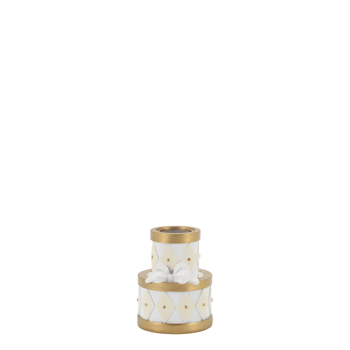 Noël Kerzenständer mit Schleife, antique creme, 7,5 cm hoch