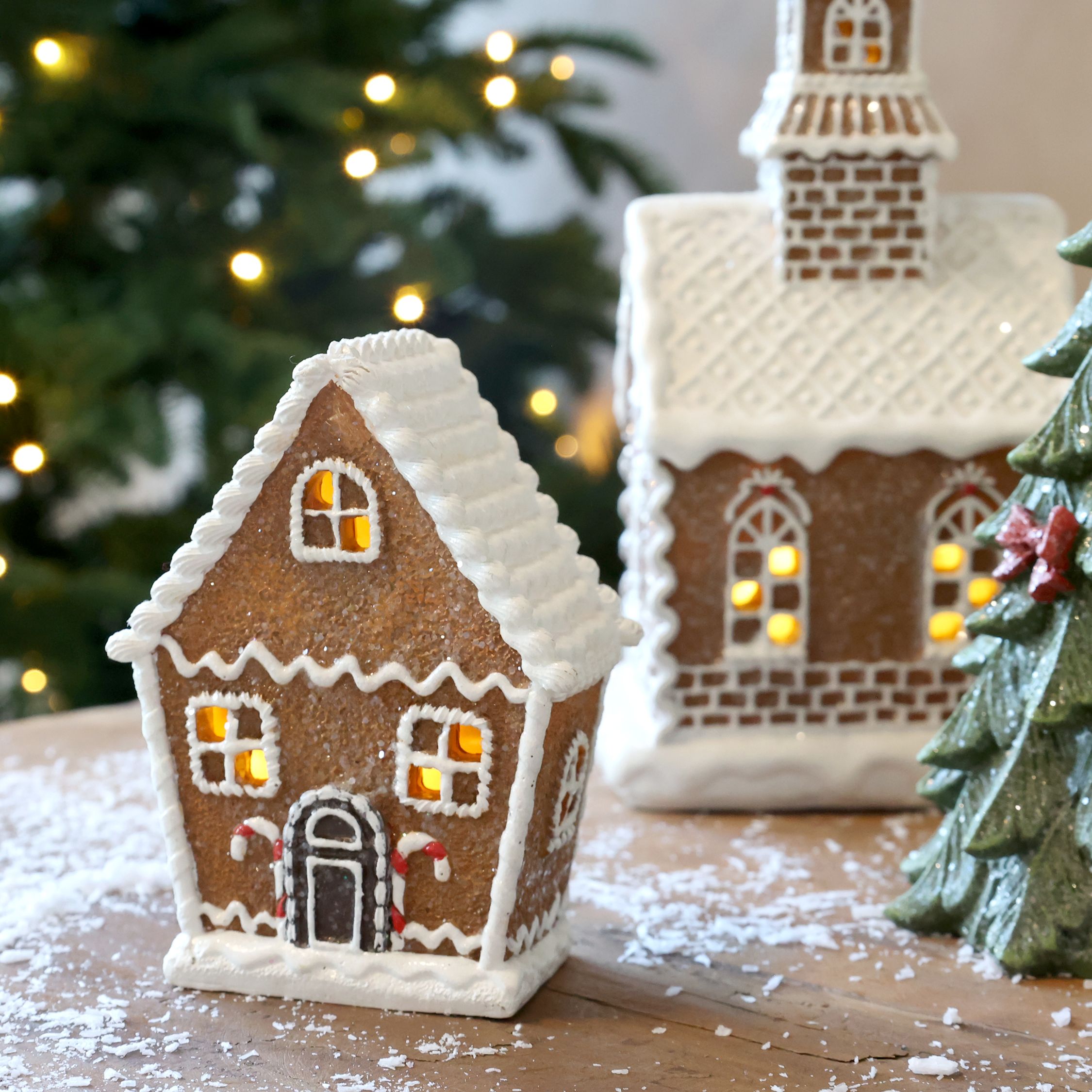 Noël Lebkuchenhaus mit LED-Beleuchtung, mokka, 12,5 cm hoch