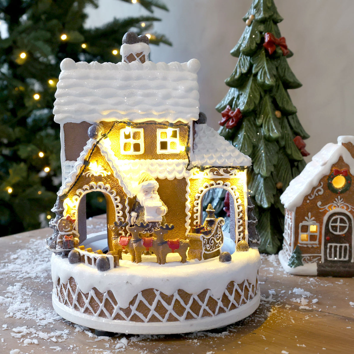 Noël Spieluhr mit LED-Leuchten, 23 cm, mokka