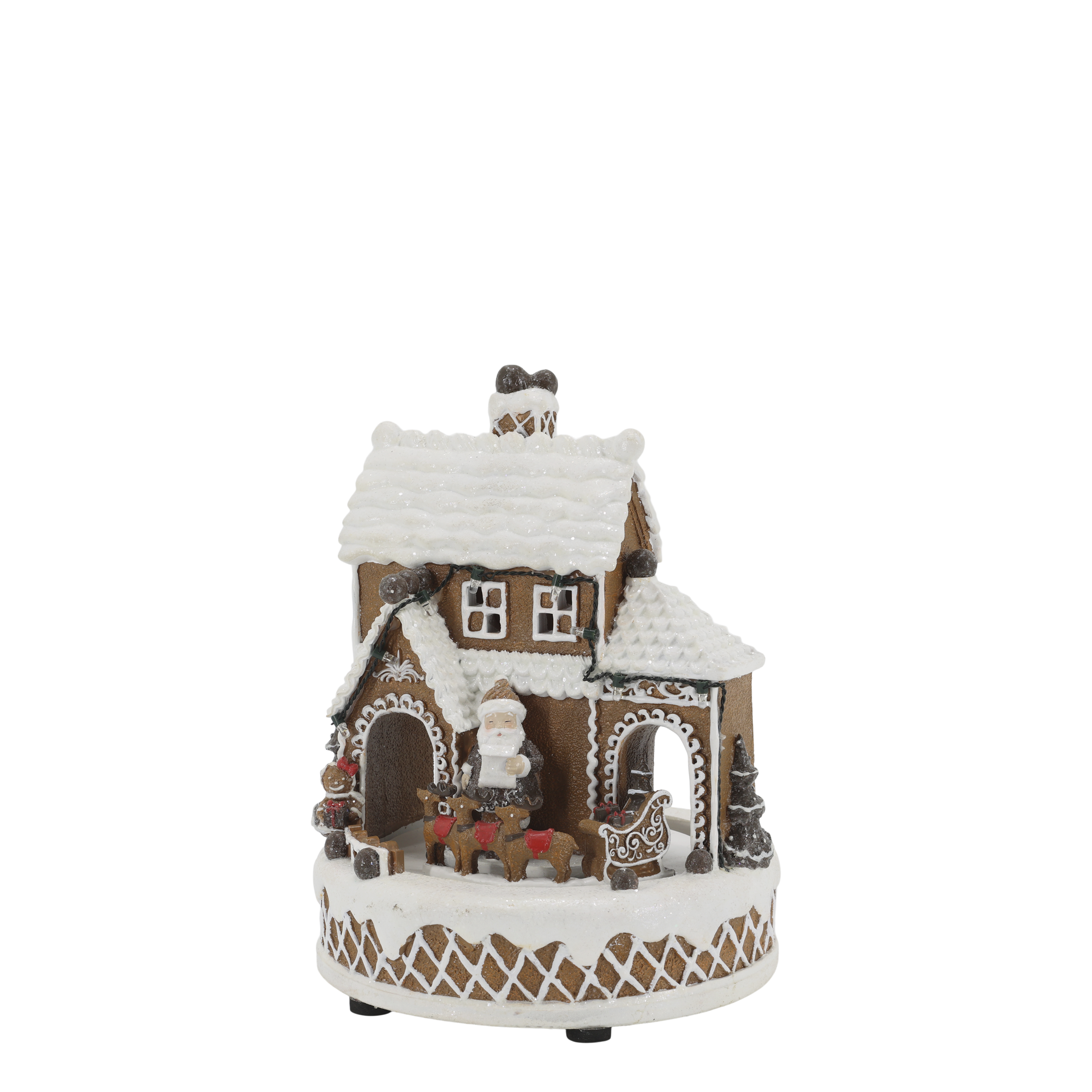 Noël Spieluhr mit LED-Leuchten, 23 cm, mokka