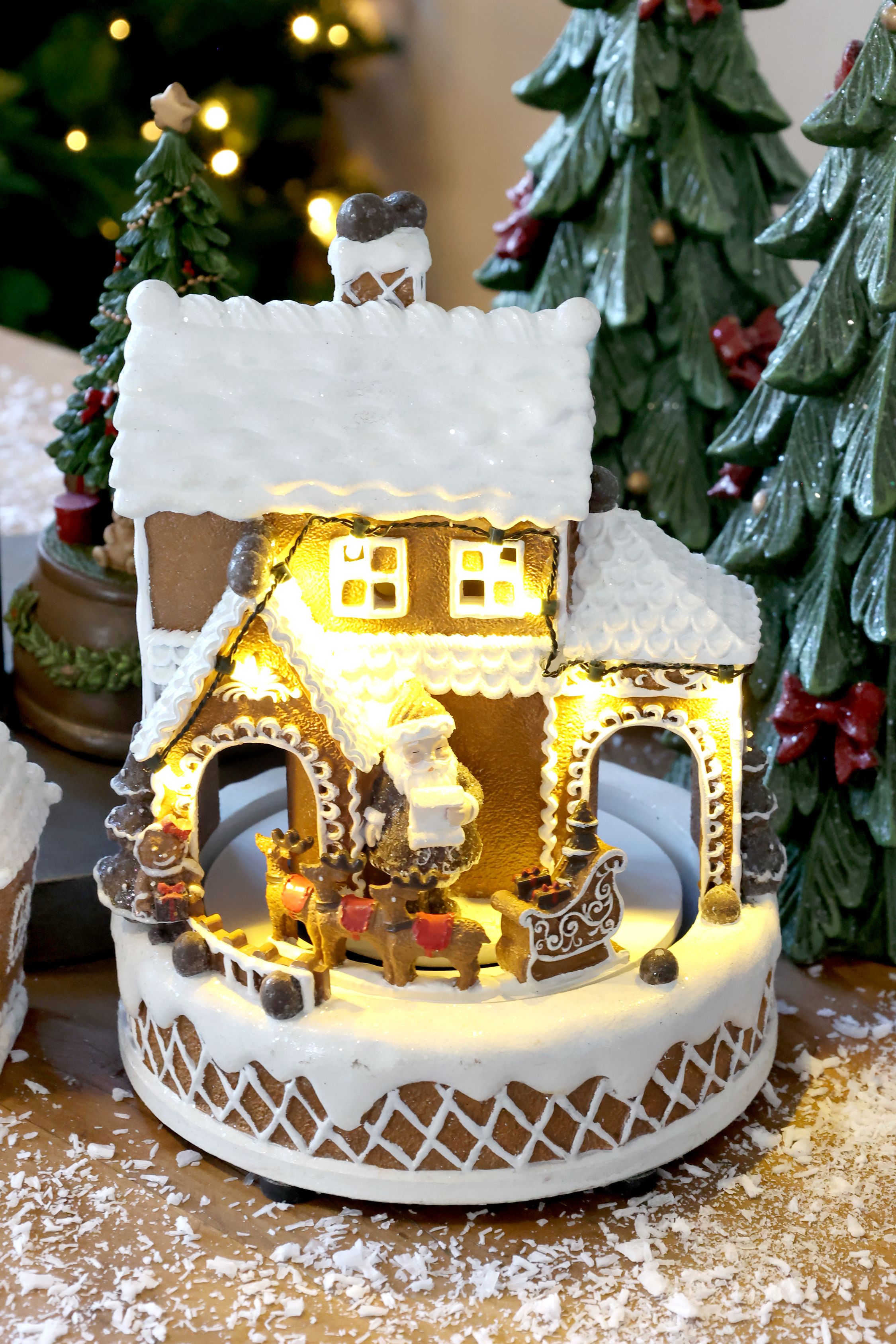 Noël Spieluhr mit LED-Leuchten, 23 cm, mokka