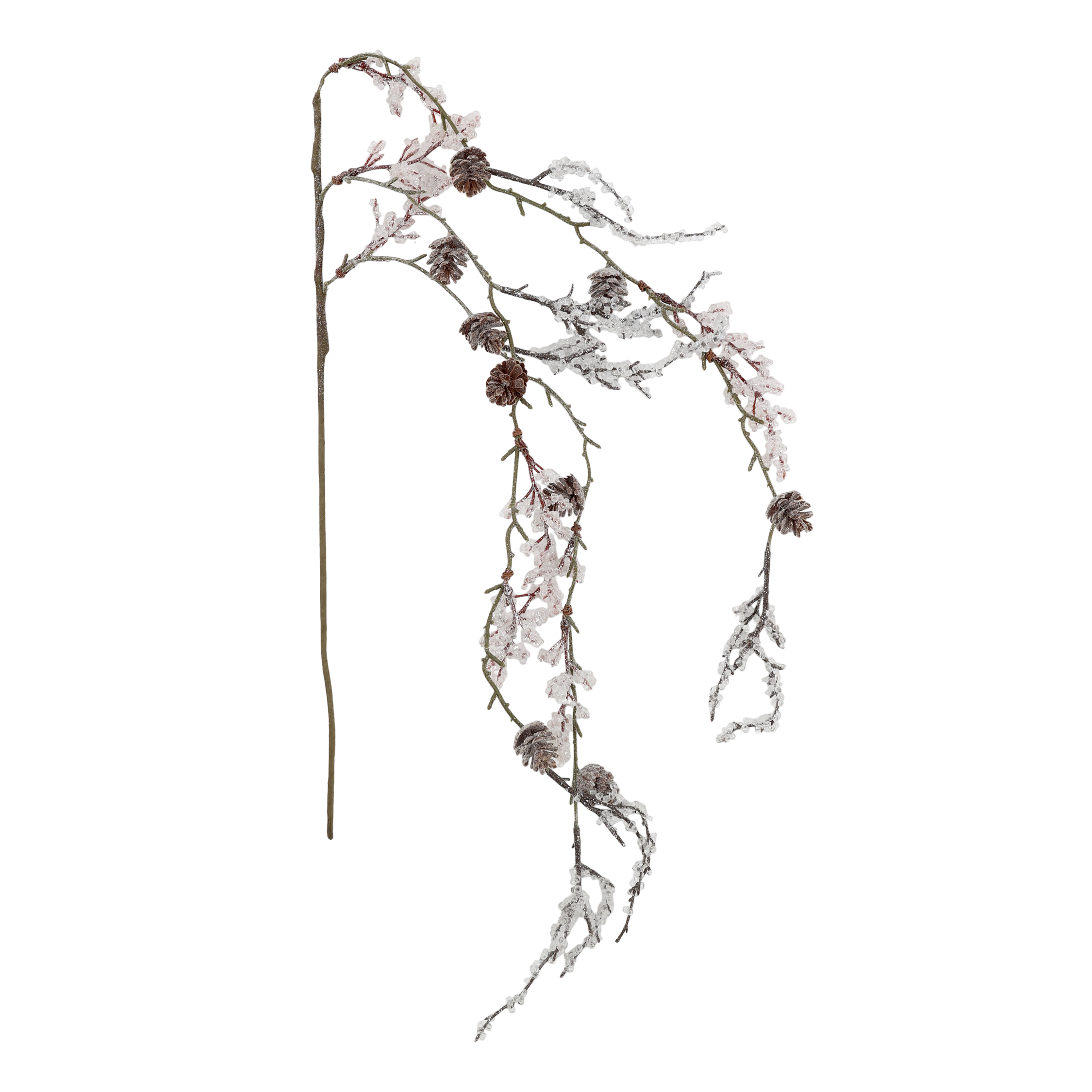 Branch w. frost & pine cones H100 cm nature