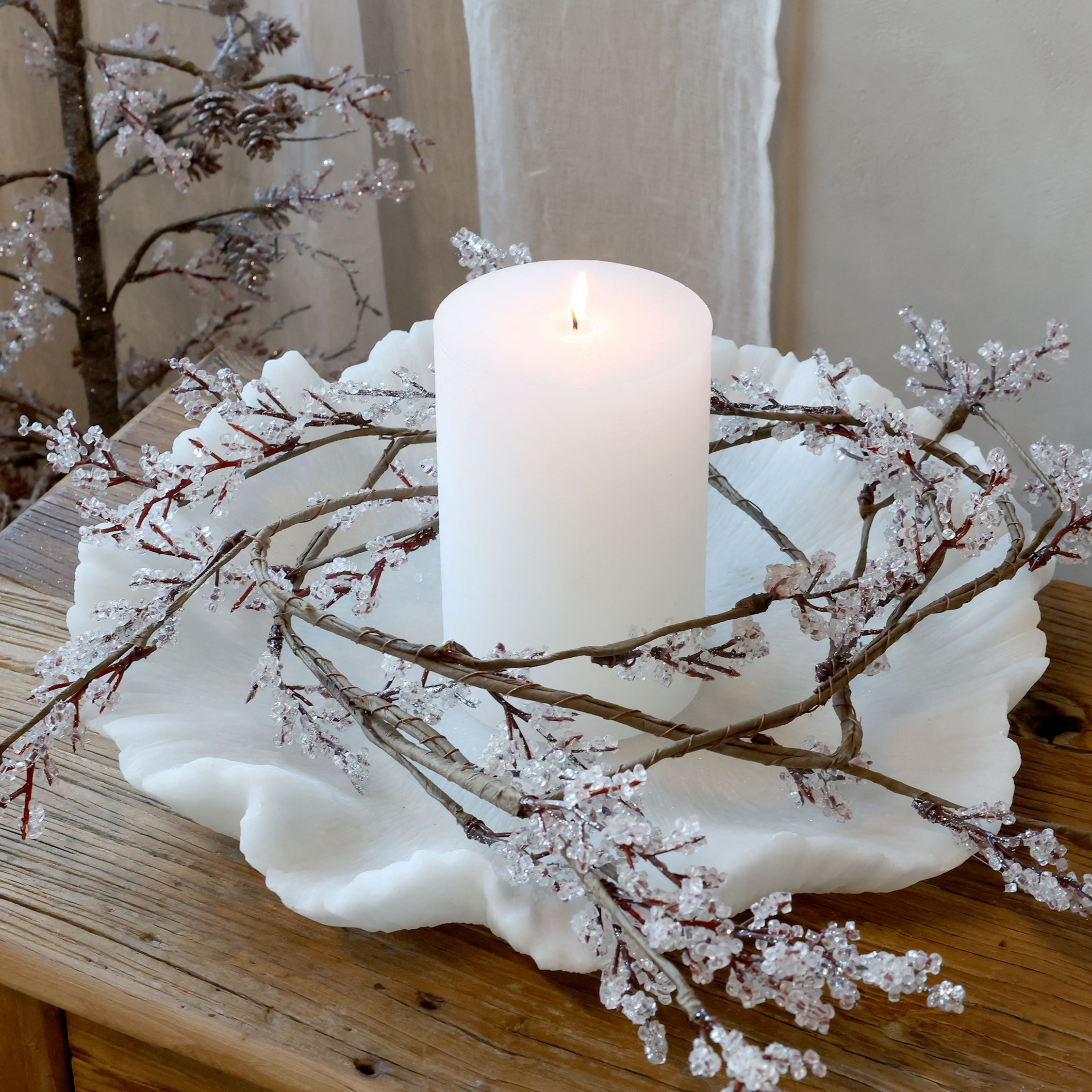 Kunst-Ranke mit Frosting, 180 cm, natur