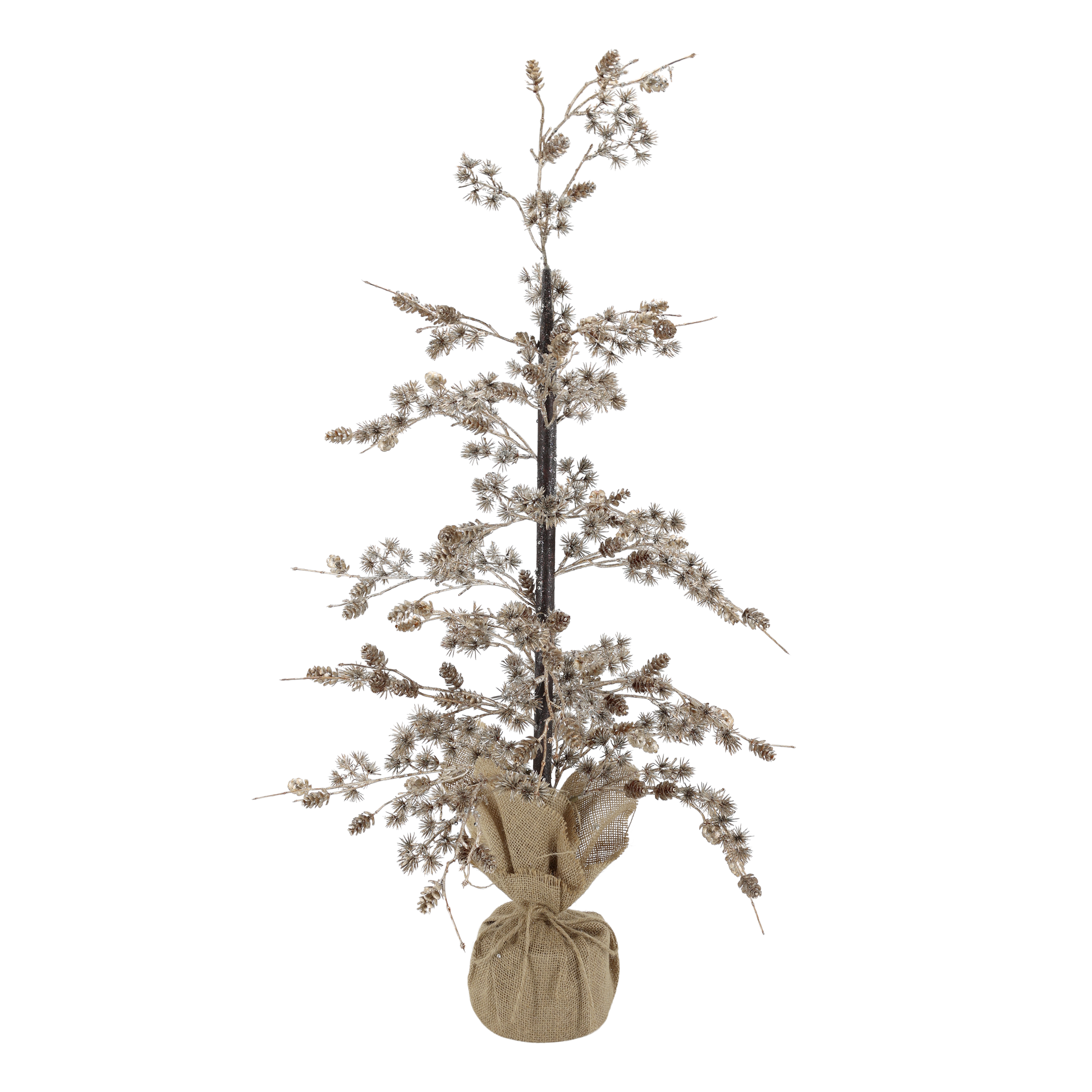 Dekobaum mit Zapfen und Glitzer, 90 cm, antique Gold