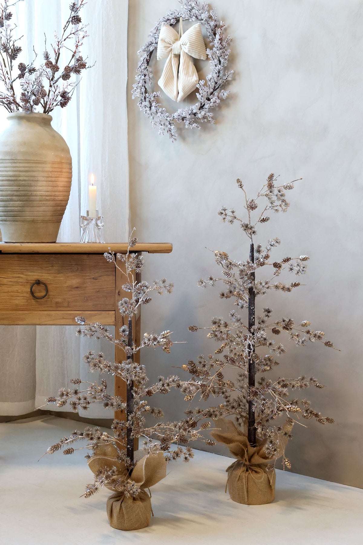 Dekobaum mit Zapfen und Glitzer, 90 cm, antique Gold