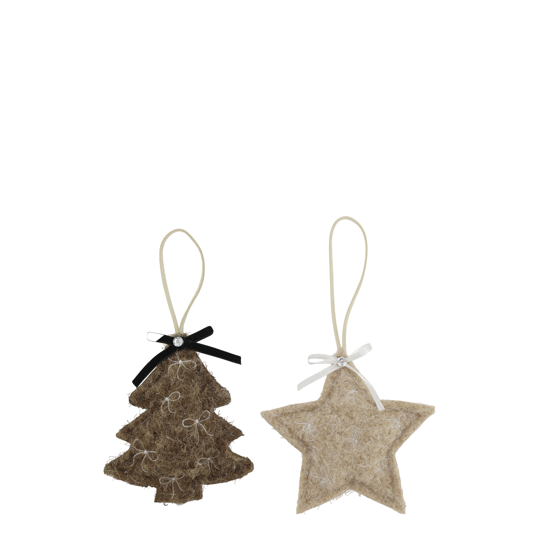 Weihnachtsbaum aus Filz mit Stern – 2er Set, beige und mocca
