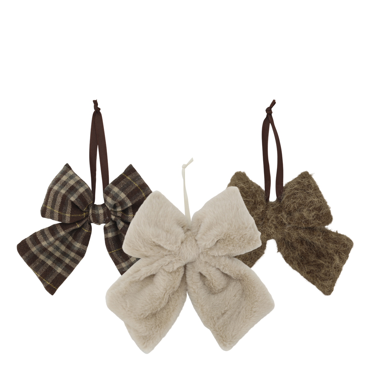 Dekoschleife mit Aufhängung, 3er-Set, beige und mocca