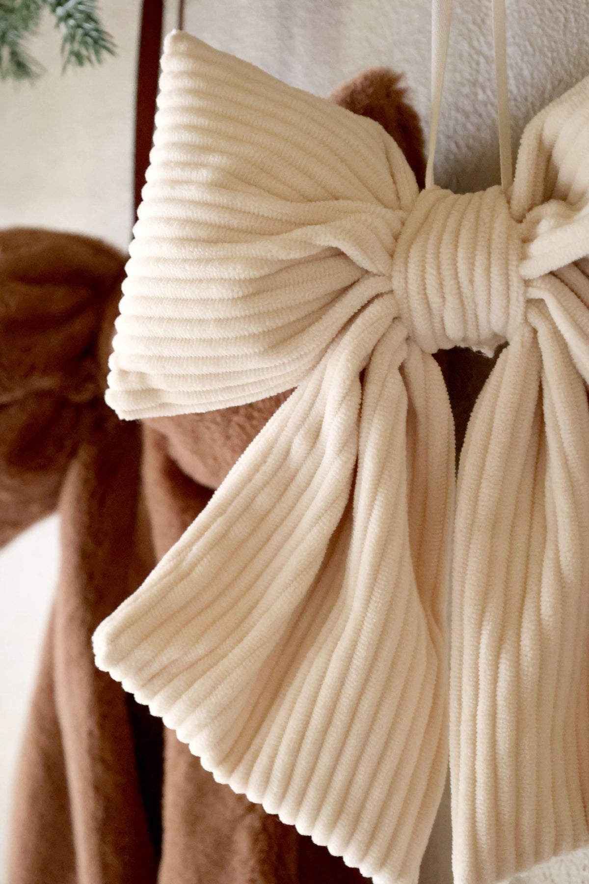 Schleife mit Aufhängung Set von 2 in Beige und Mocca