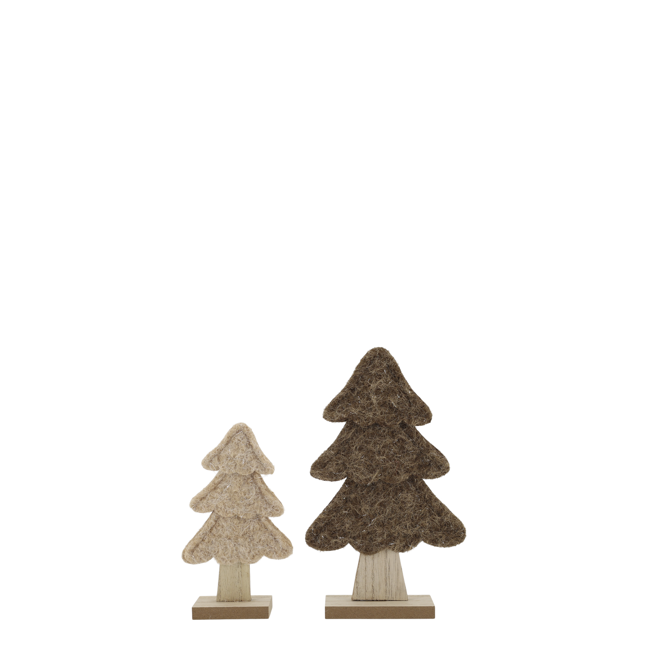 Weihnachtsbaum aus Filz, 2er-Set, beige und mocca