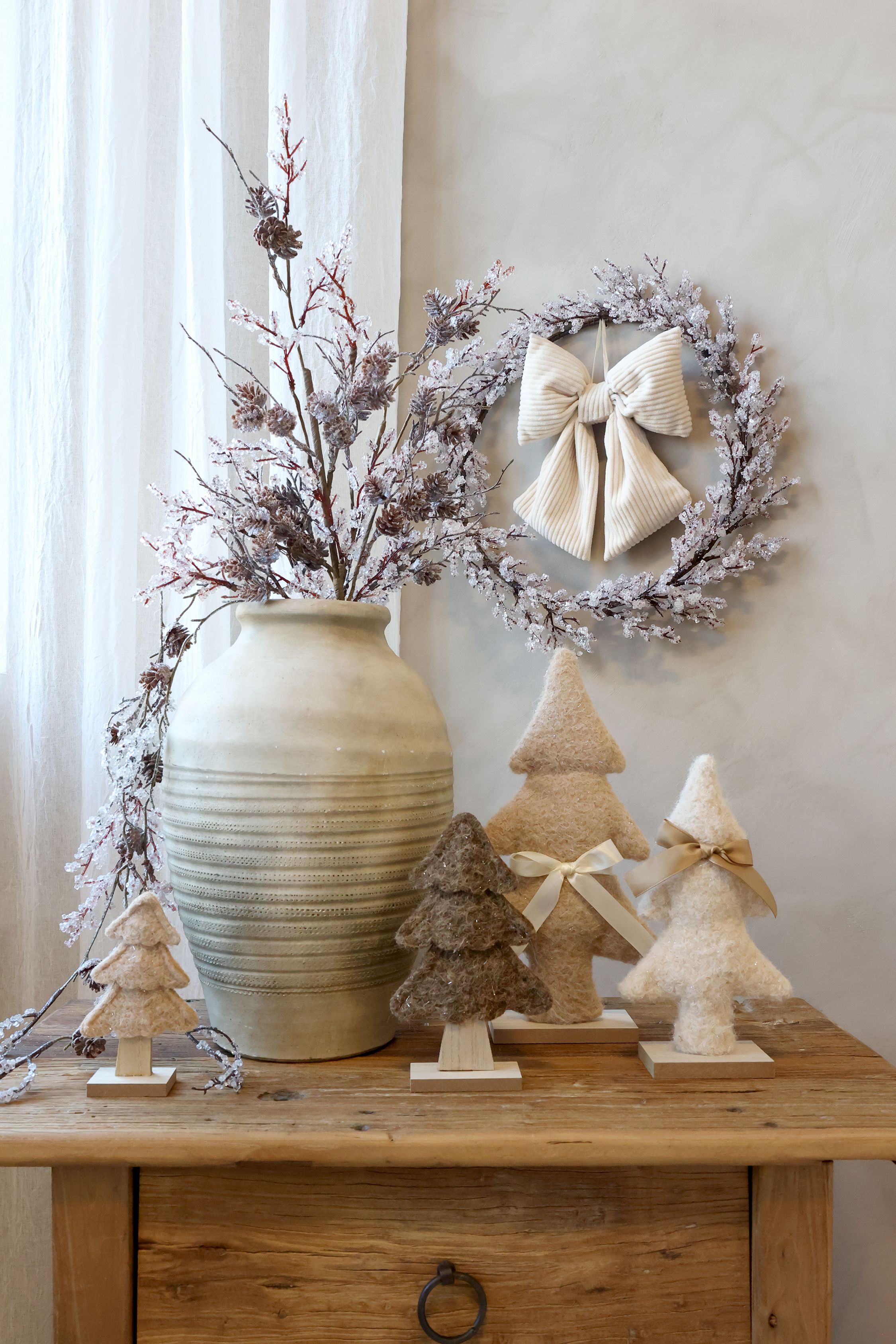 Weihnachtsbaum aus Filz, 2er-Set, beige und mocca