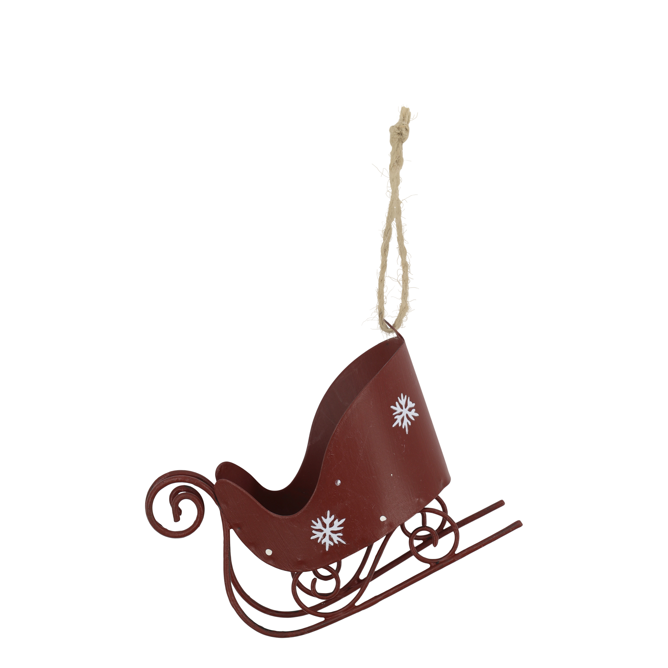 Vintage Schlitten mit Schneeflocke, antique cherry, 12 cm