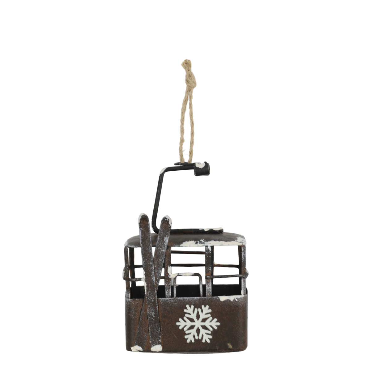 Vintage Skilift mit Schneeflocke – Deko aus Eisen