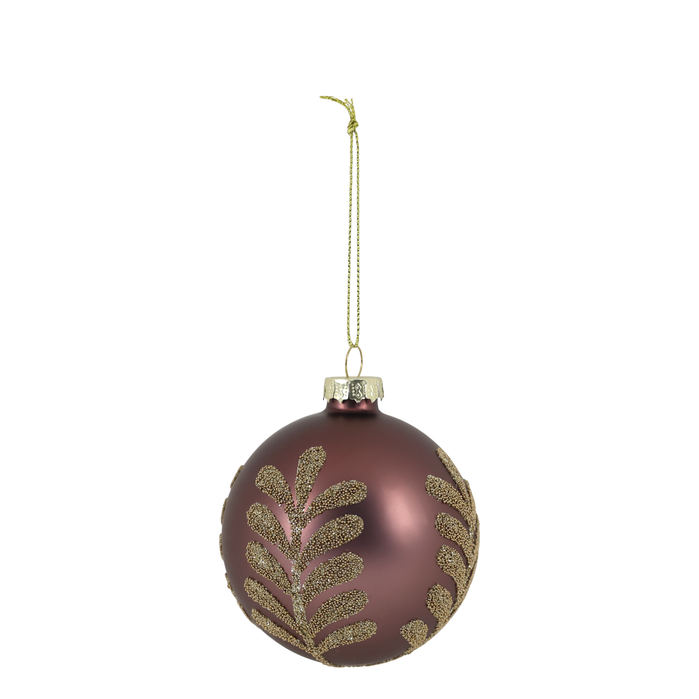 Weihnachtskugel aus Glas mit Muster, 8 cm, Mokka