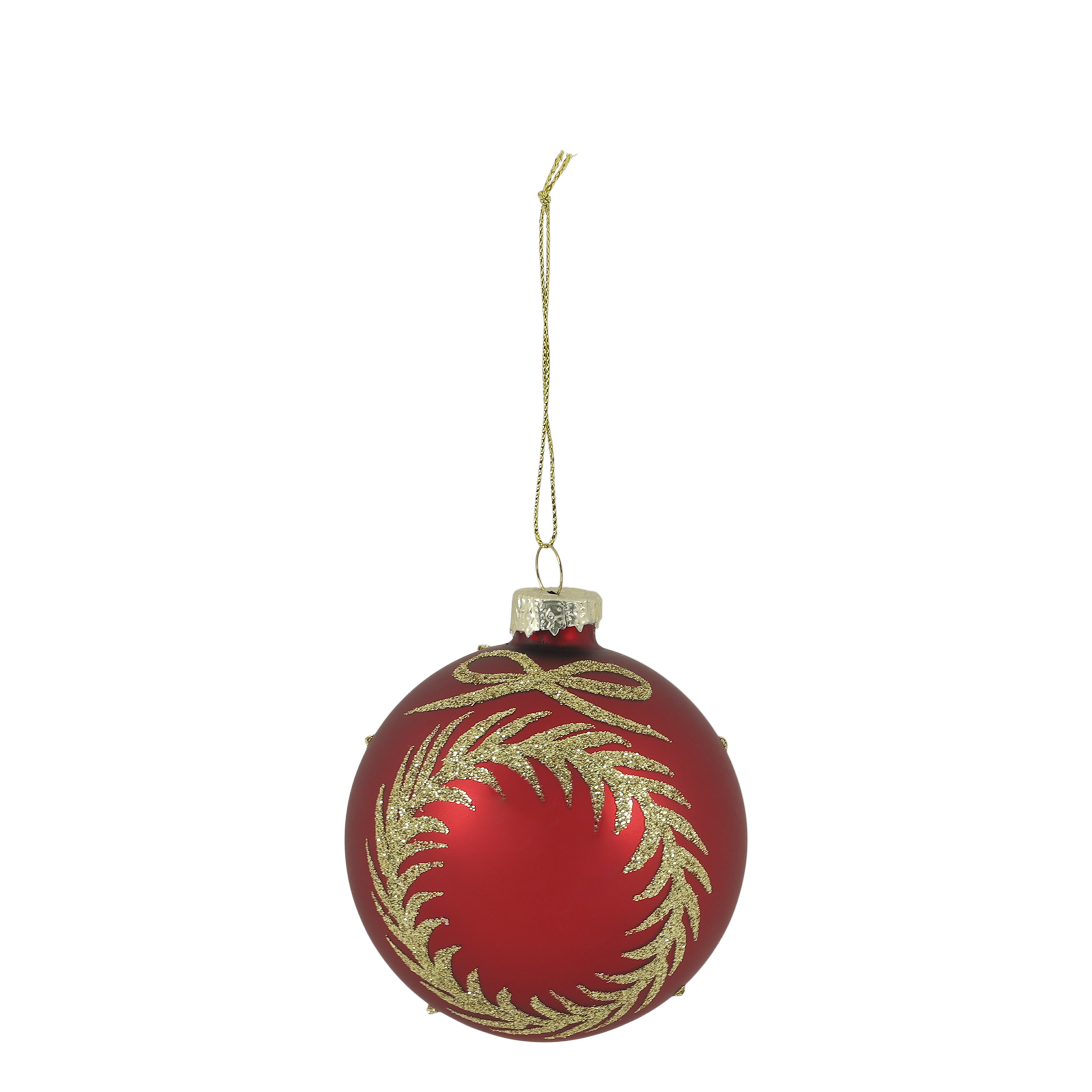 Weihnachtskugel aus Glas mit Girlanden, 8 cm, Kirschrot