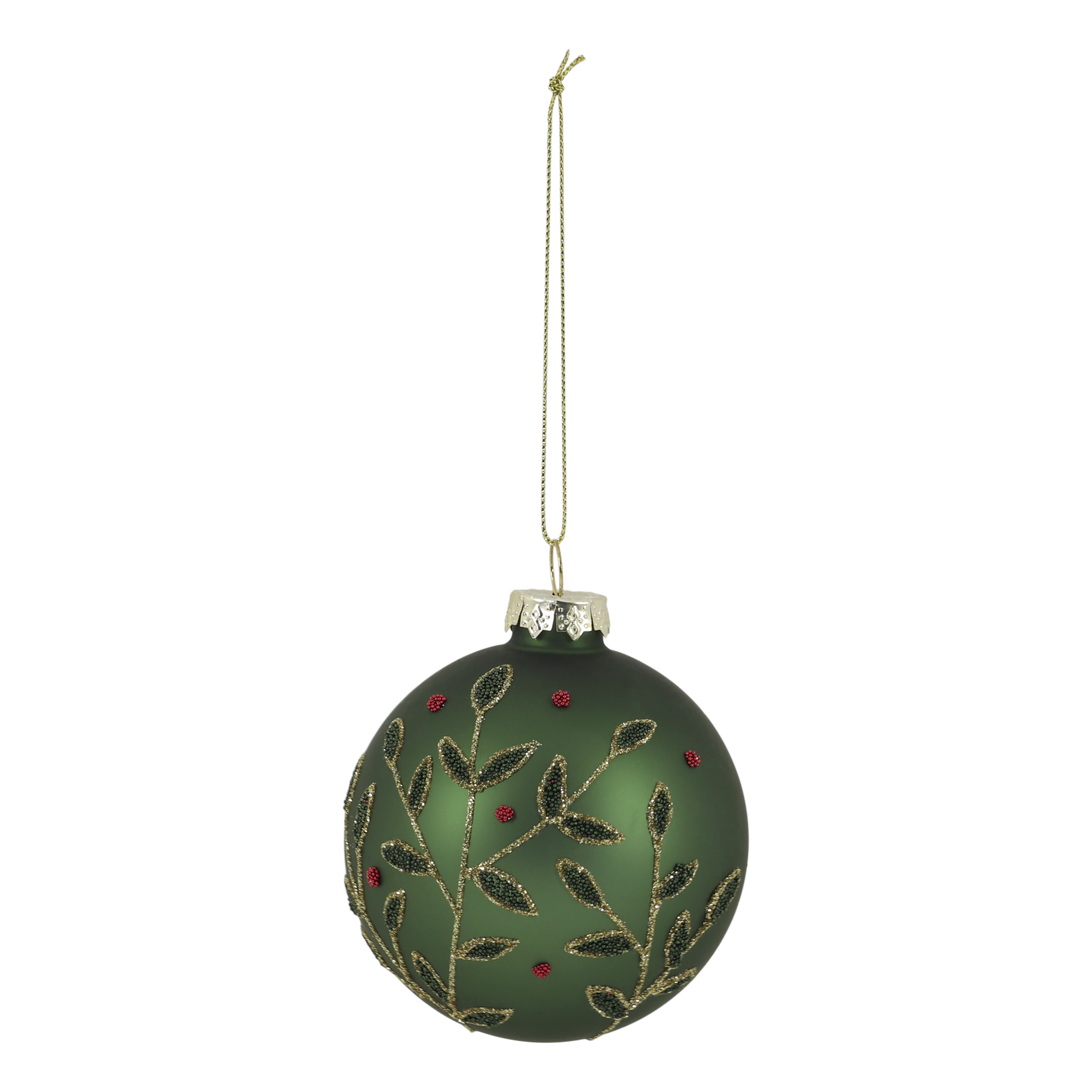 Weihnachtskugel Glas mit Mistelzweig, 8 cm, Moos