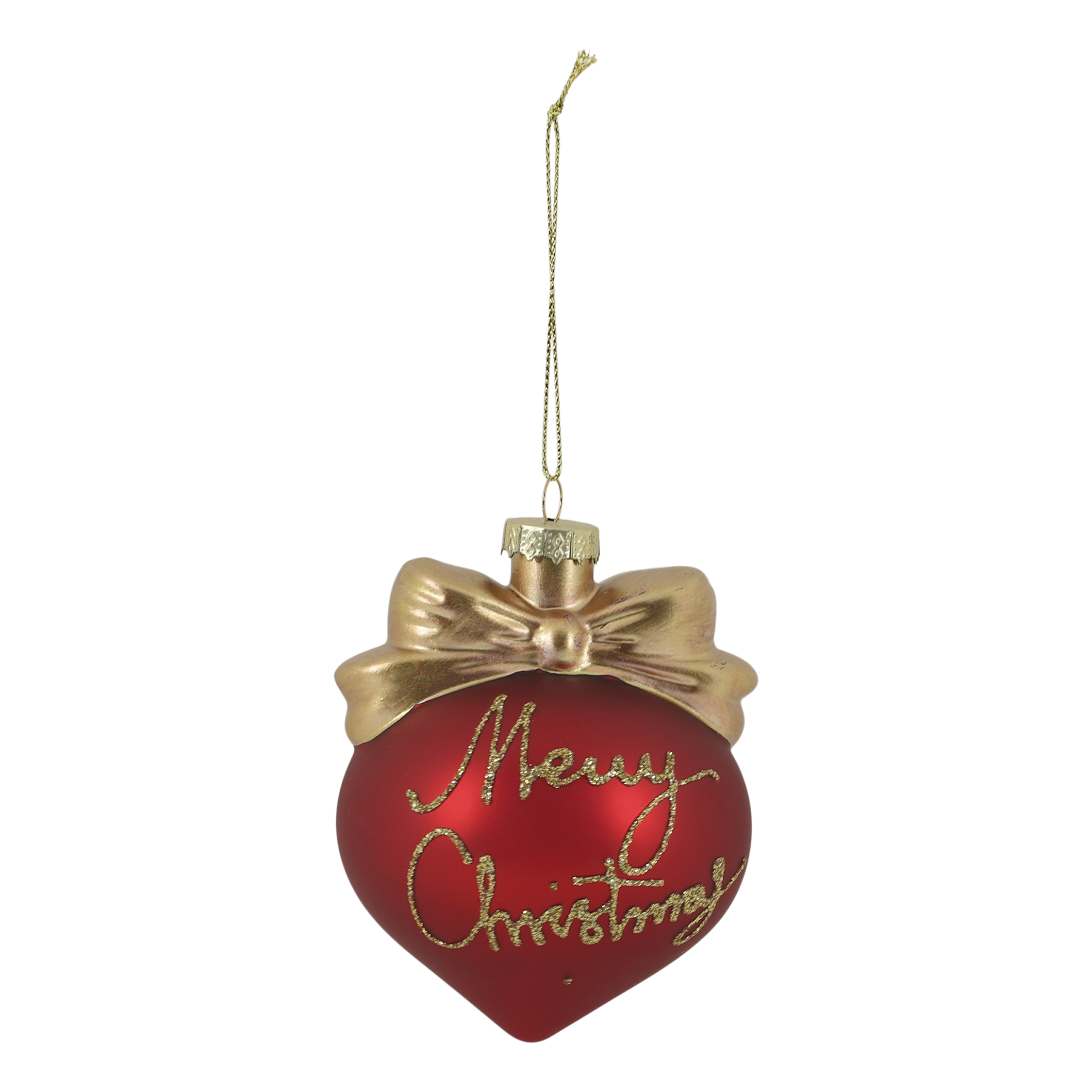 Weihnachtskugel mit Schleife und Text, 10 cm, Cherry