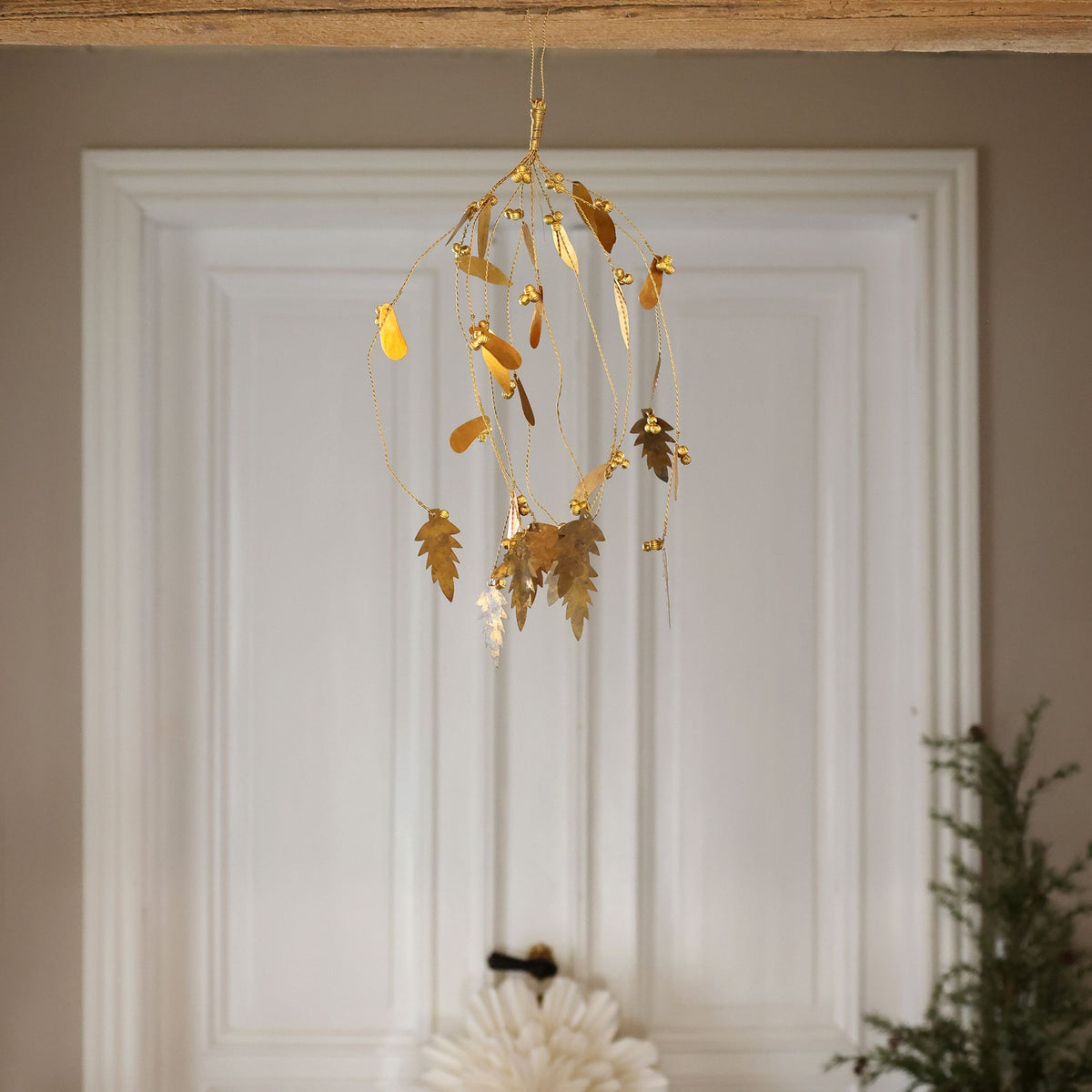 Mistelzweig aus Messing, 39 cm, antik