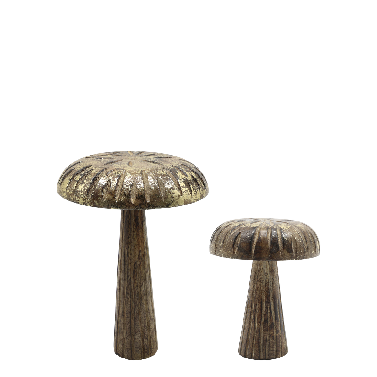 Deko Pilze aus Mangoholz mit Glitzer, 2er-Set, 25 cm