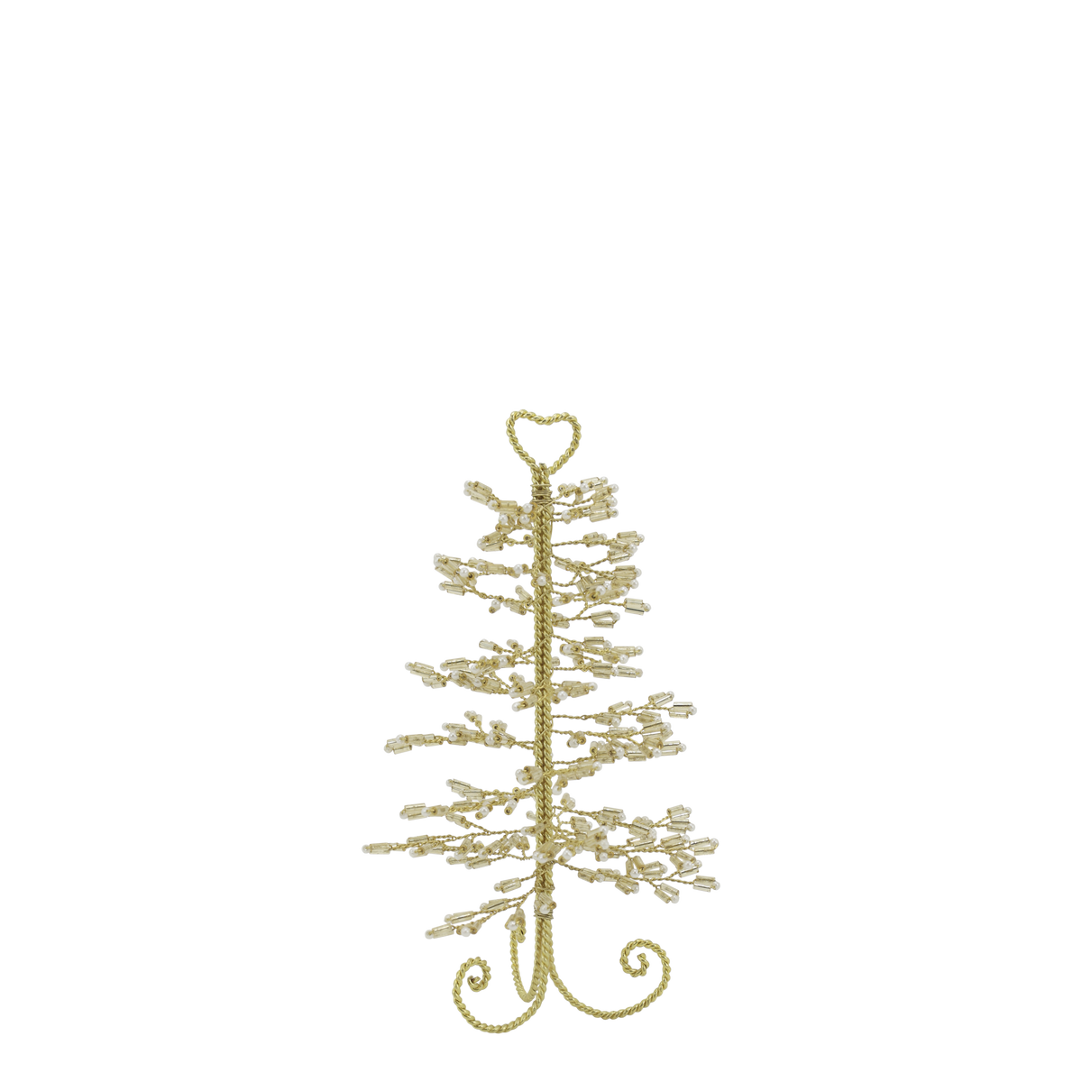 Weihnachtsbaum mit Perlen, champagner, 16 cm